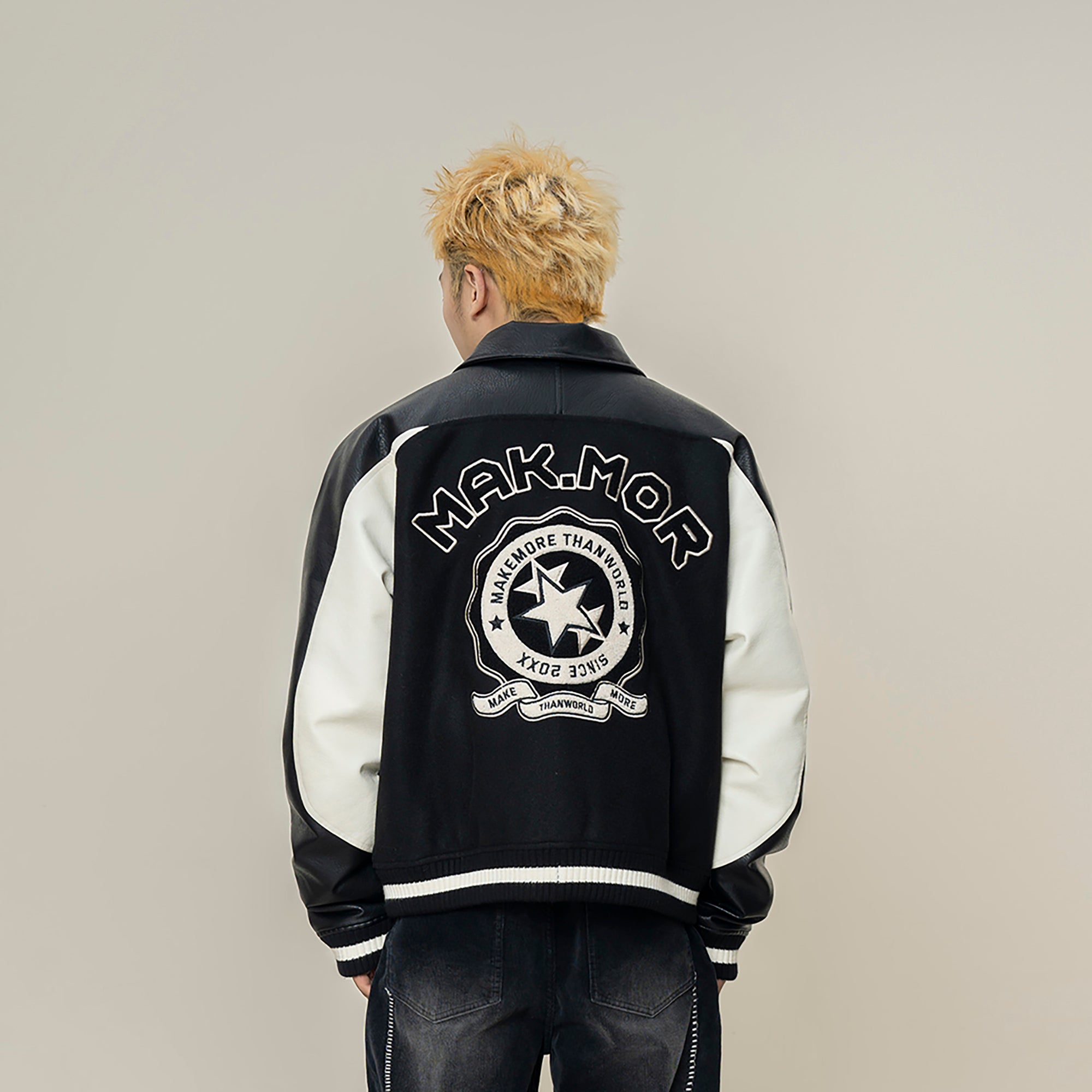 MAKEMORE Contrast Panel LOGO Patch Padded Jacket