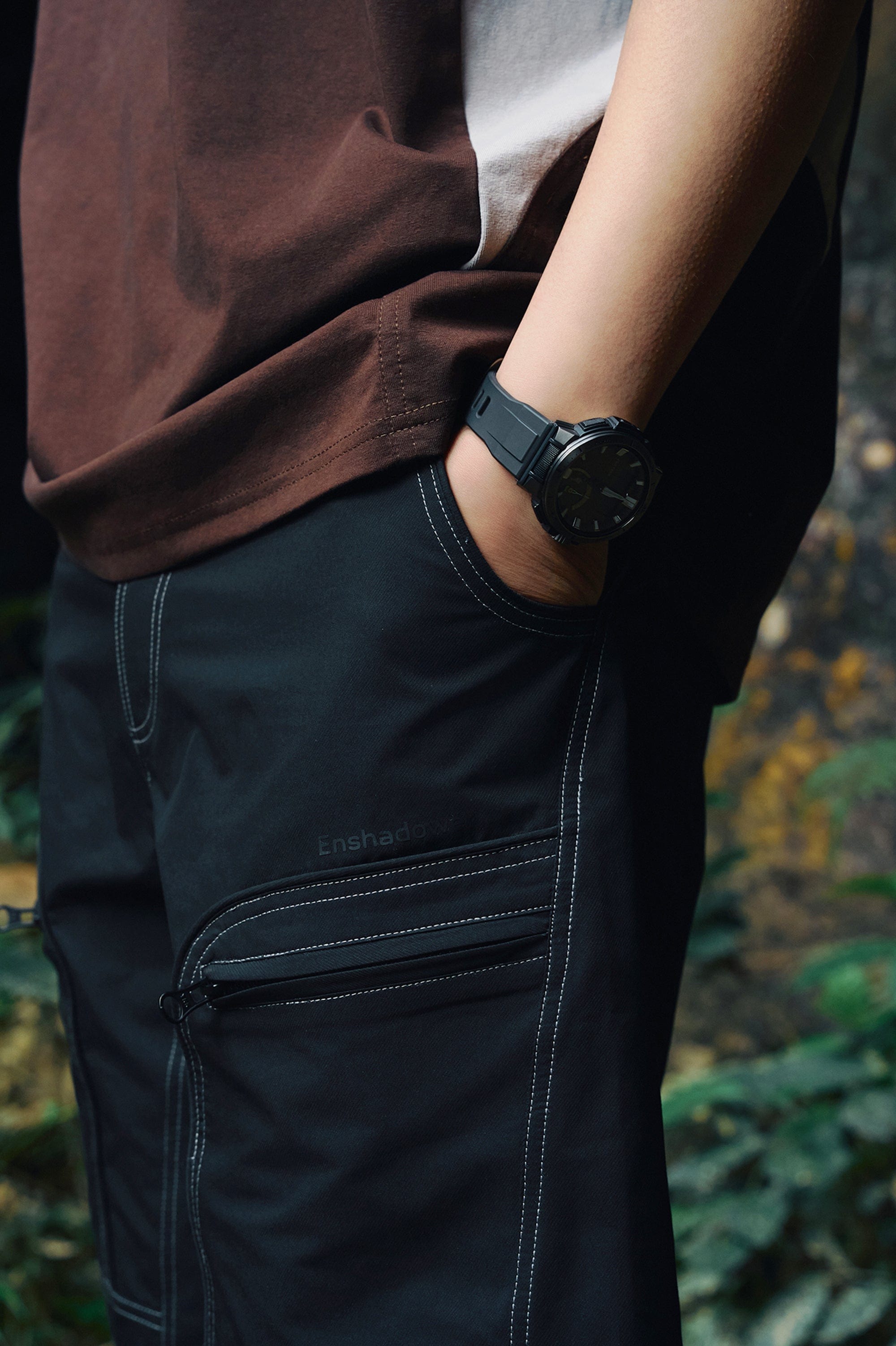 ENSHADOWER Deconstructed Multi Pockets Utility Shorts, premium urban and streetwear designers apparel on PROJECTISR.com, ENSHADOWER