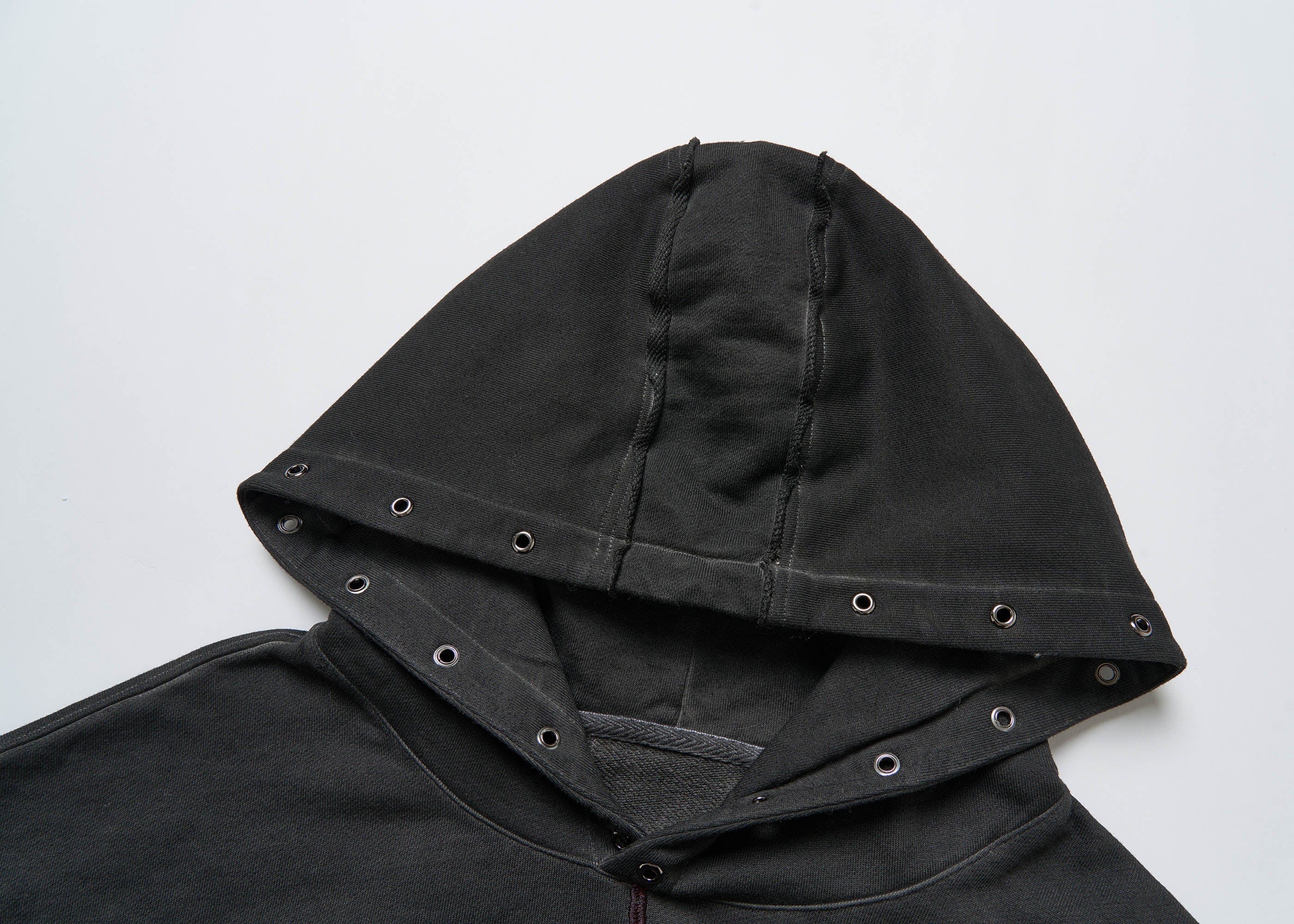 SAVAGEGROWTHWORLD Distressed Spliced Reversible Cross-Stitch Hoodie, premium urban and streetwear designers apparel on PROJECTISR.com, SAVAGEGROWTHWORLD