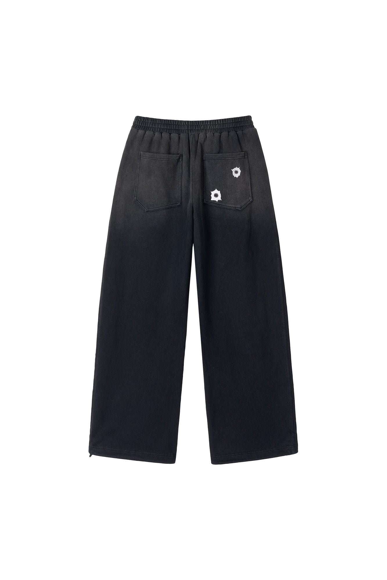 SAVAGEGROWTHWORLD Bullet Graphic Washed Wide-Leg Sweatpants, premium urban and streetwear designers apparel on PROJECTISR.com, SAVAGEGROWTHWORLD