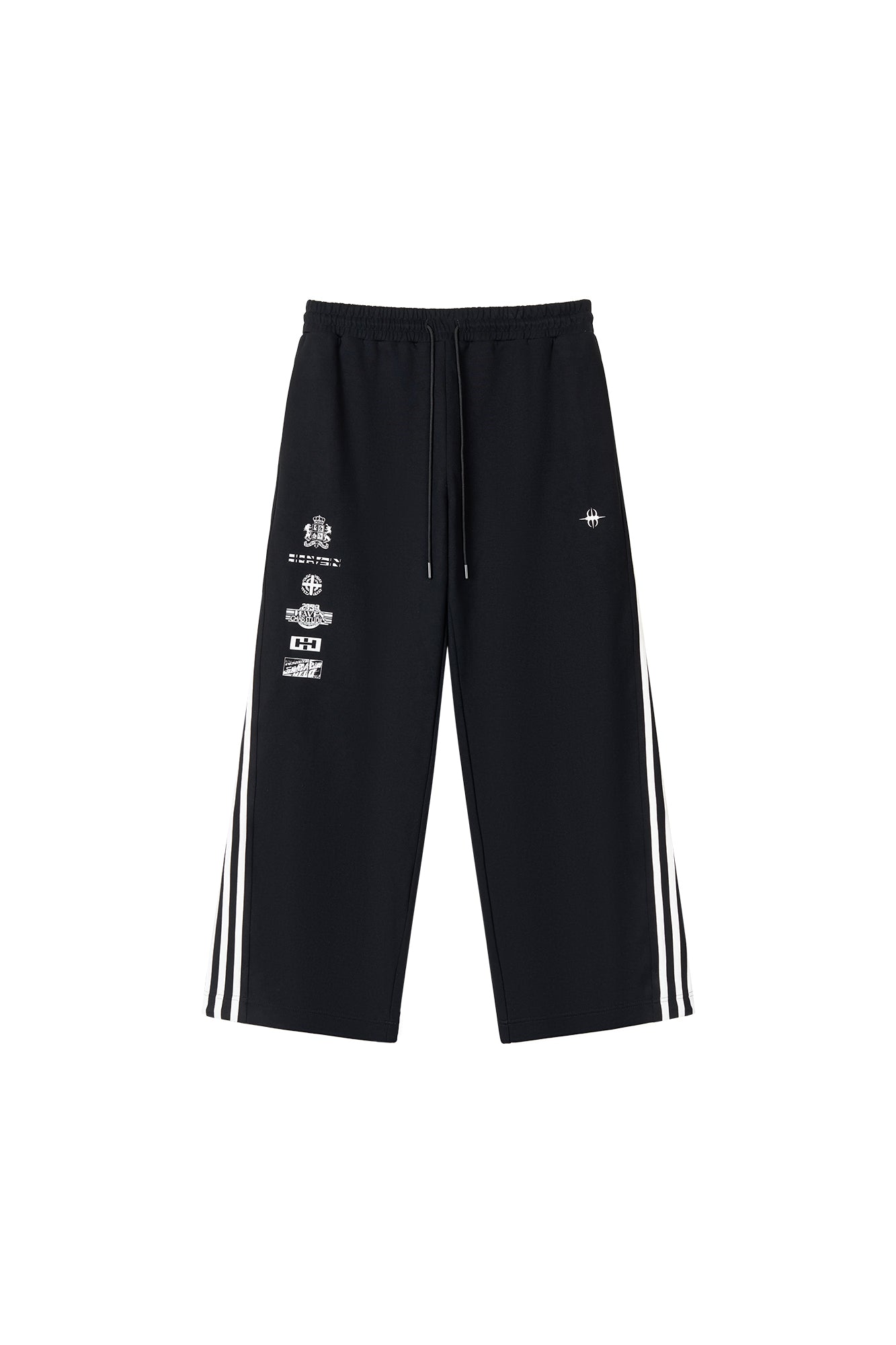 SAVAGEGROWTHWORLD Back-Arc Striped Graphic Track Pants, premium urban and streetwear designers apparel on PROJECTISR.com, SAVAGEGROWTHWORLD