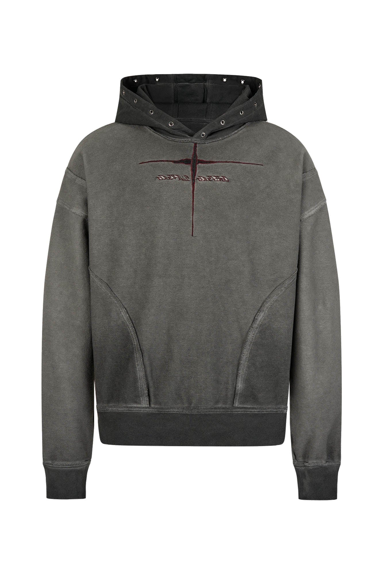 SAVAGEGROWTHWORLD Distressed Spliced Reversible Cross-Stitch Hoodie, premium urban and streetwear designers apparel on PROJECTISR.com, SAVAGEGROWTHWORLD