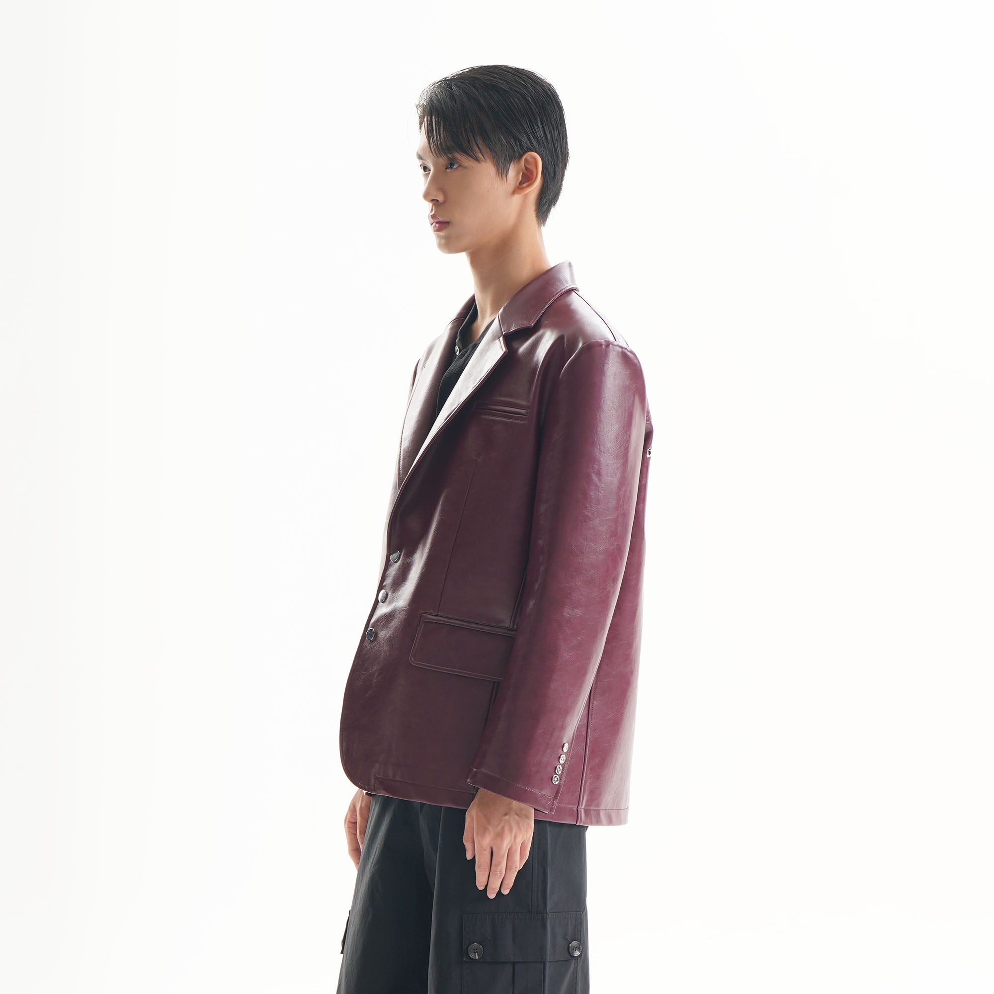 ORAL UTOPIA Glossy PU Blazer Ancora Red, premium urban and streetwear designers apparel on PROJECTISR.com, ORAL UTOPIA