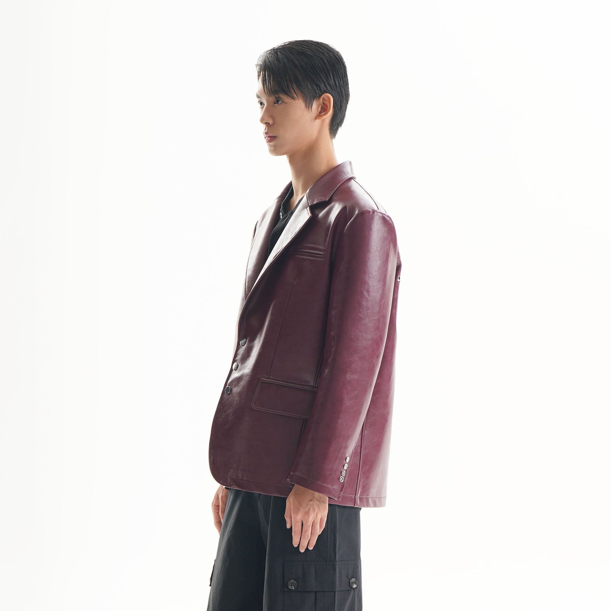 ORAL UTOPIA Glossy PU Blazer Ancora Red, premium urban and streetwear designers apparel on PROJECTISR.com, ORAL UTOPIA