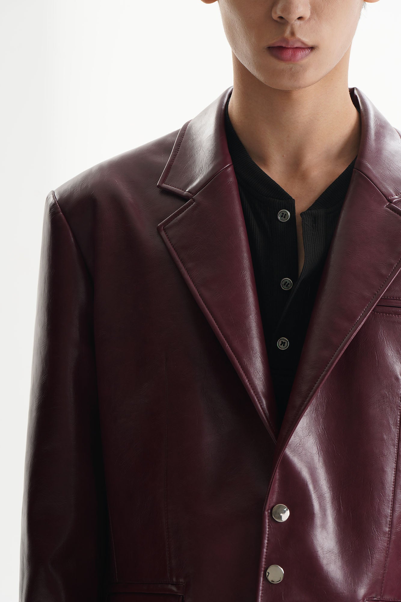 ORAL UTOPIA Glossy PU Blazer Ancora Red, premium urban and streetwear designers apparel on PROJECTISR.com, ORAL UTOPIA