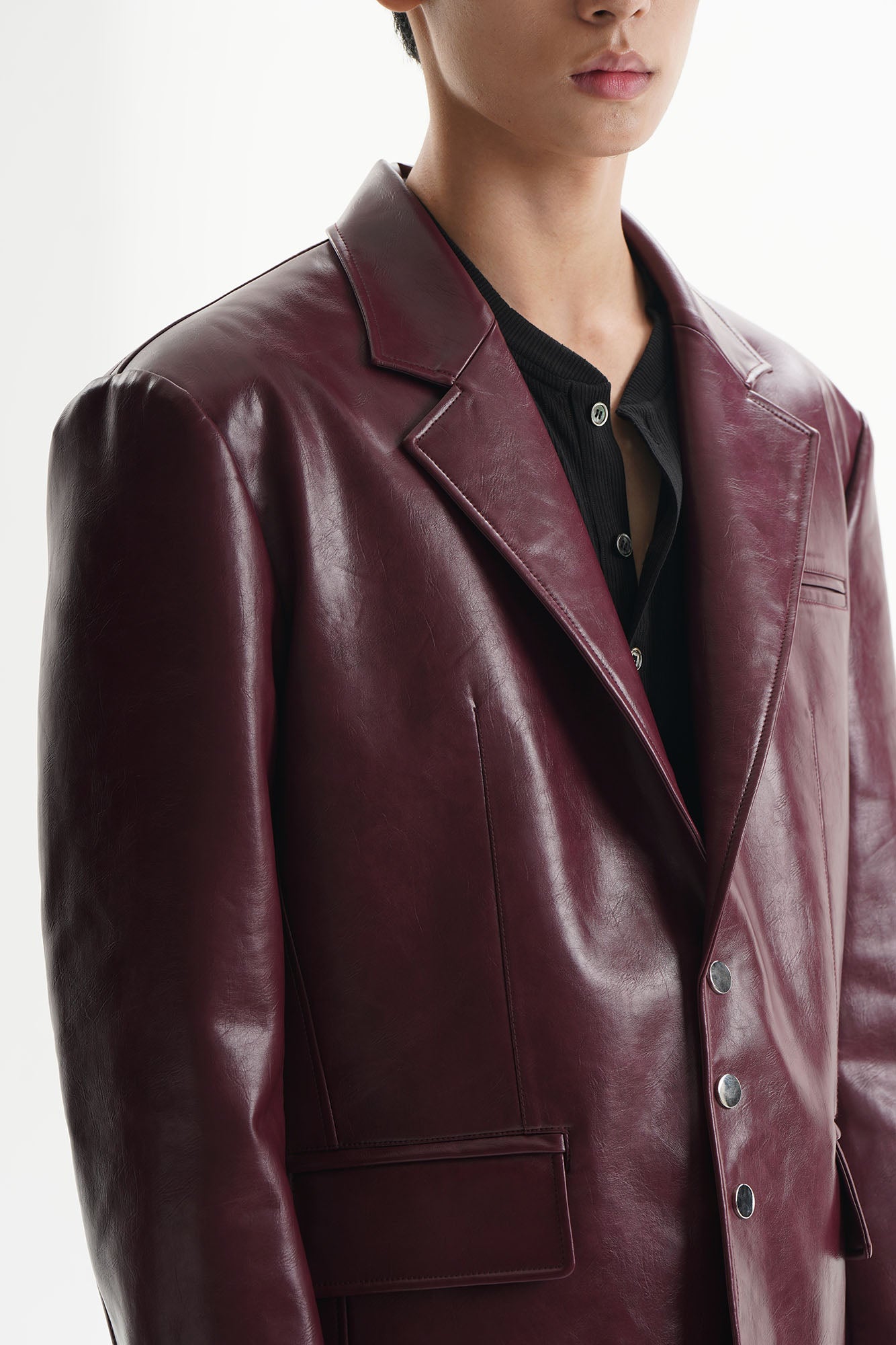 ORAL UTOPIA Glossy PU Blazer Ancora Red, premium urban and streetwear designers apparel on PROJECTISR.com, ORAL UTOPIA