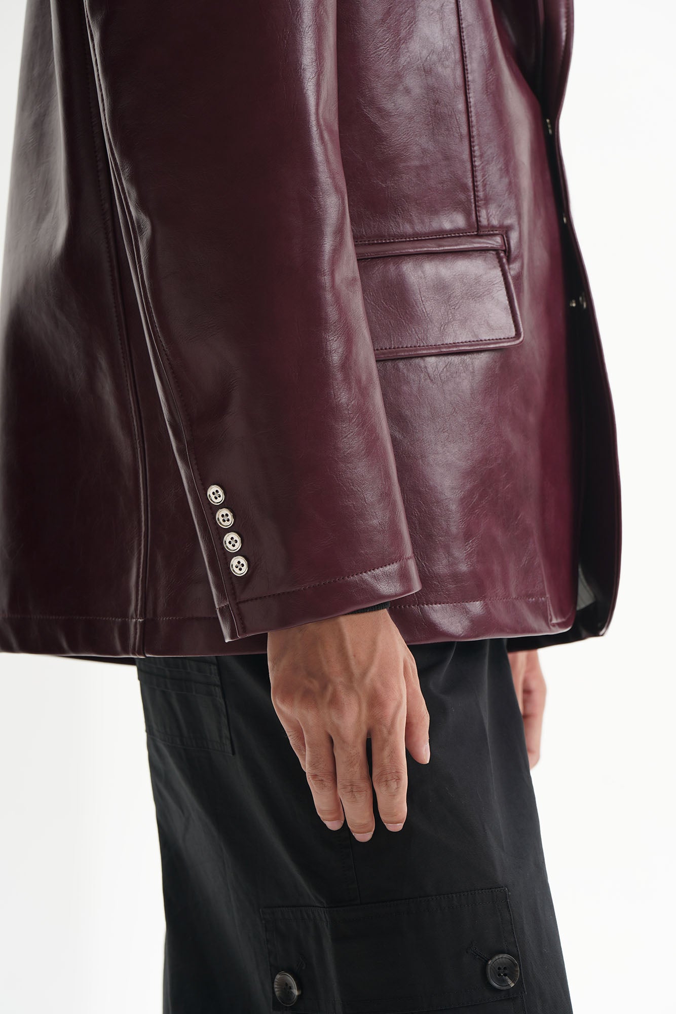 ORAL UTOPIA Glossy PU Blazer Ancora Red, premium urban and streetwear designers apparel on PROJECTISR.com, ORAL UTOPIA