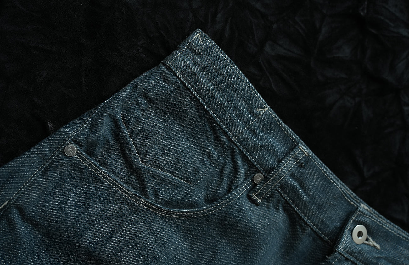 NEIGBORL Back-Buckle Washed Raw Denim Pants, premium urban and streetwear designers apparel on PROJECTISR.com, NEIGBORL