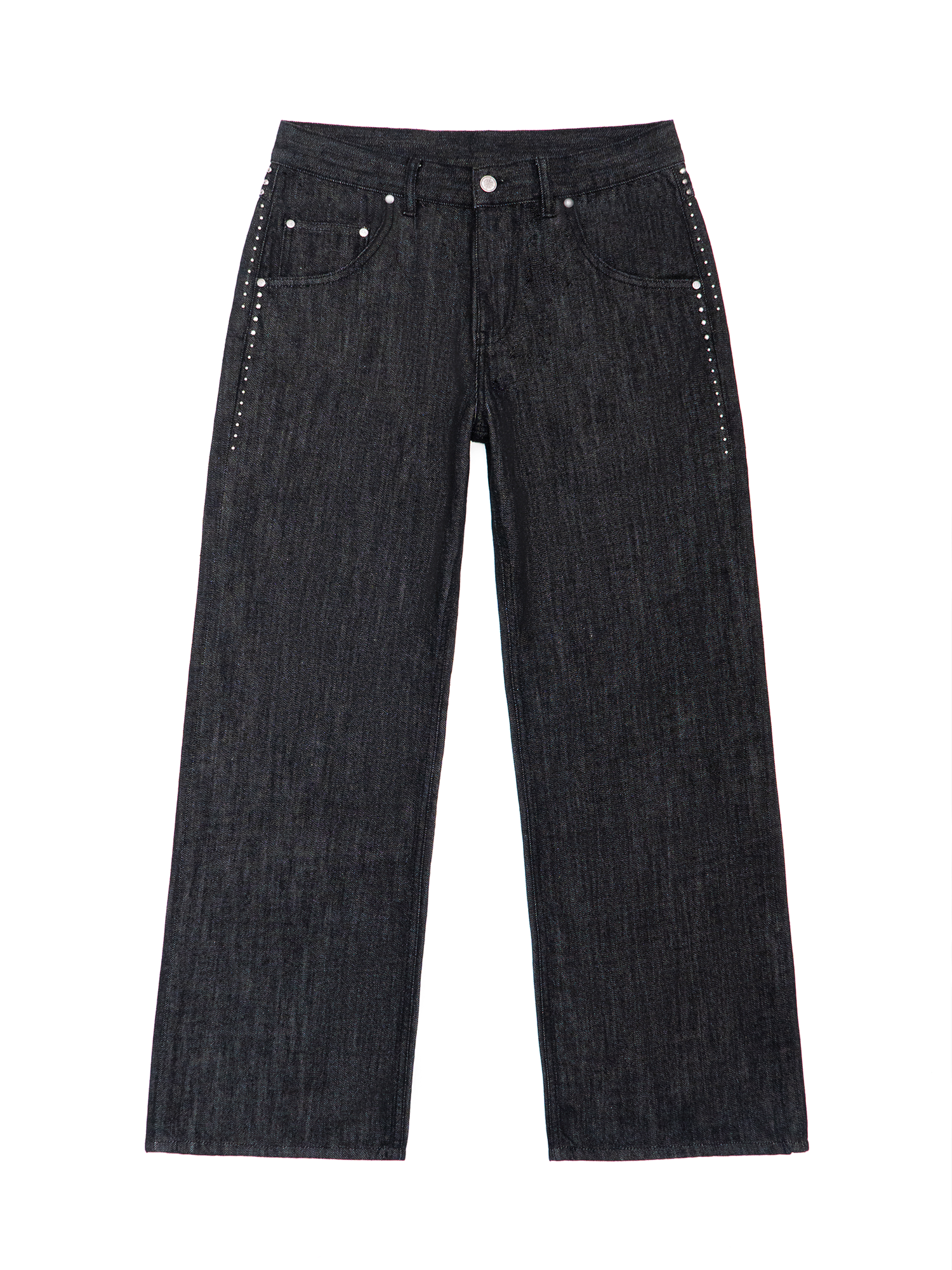 IN EXISTENCE Mulberry Silk Studded Straight-Leg Jeans