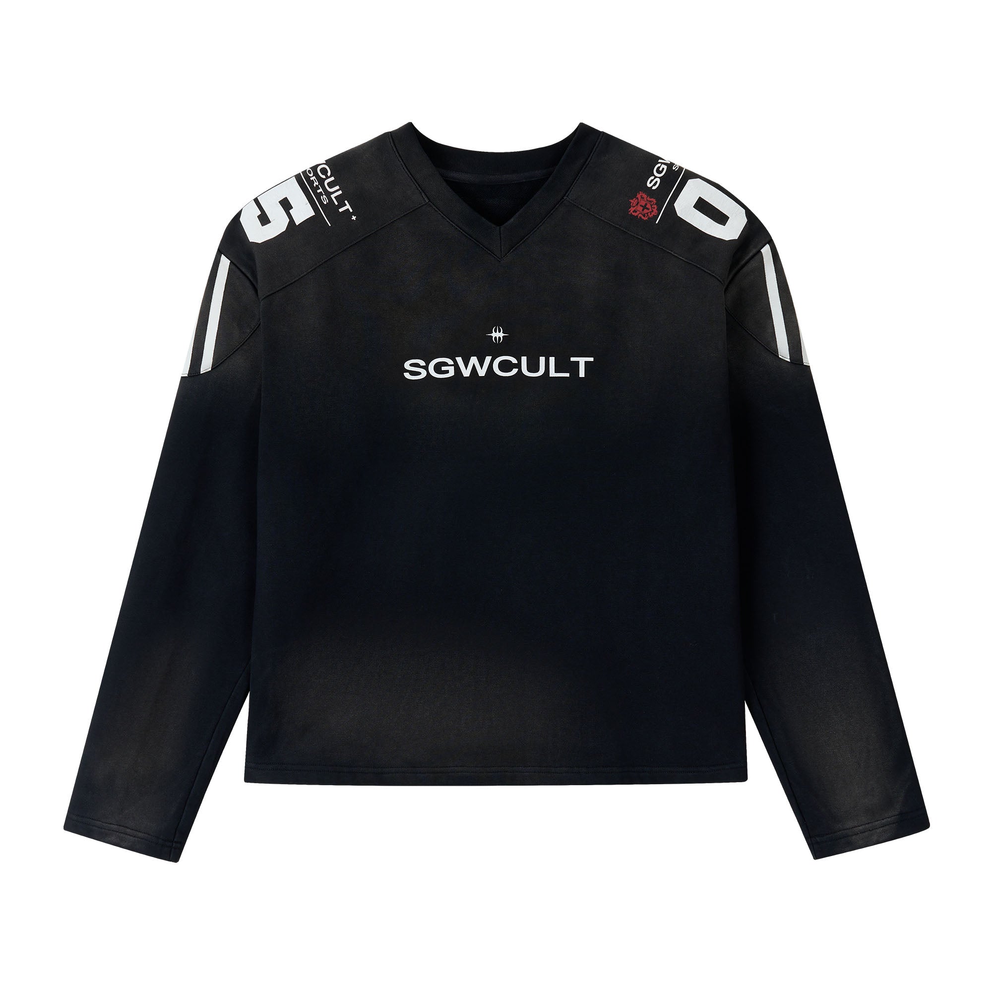 SAVAGEGROWTHWORLD Athletic Distressed Patch Sweatshirt
