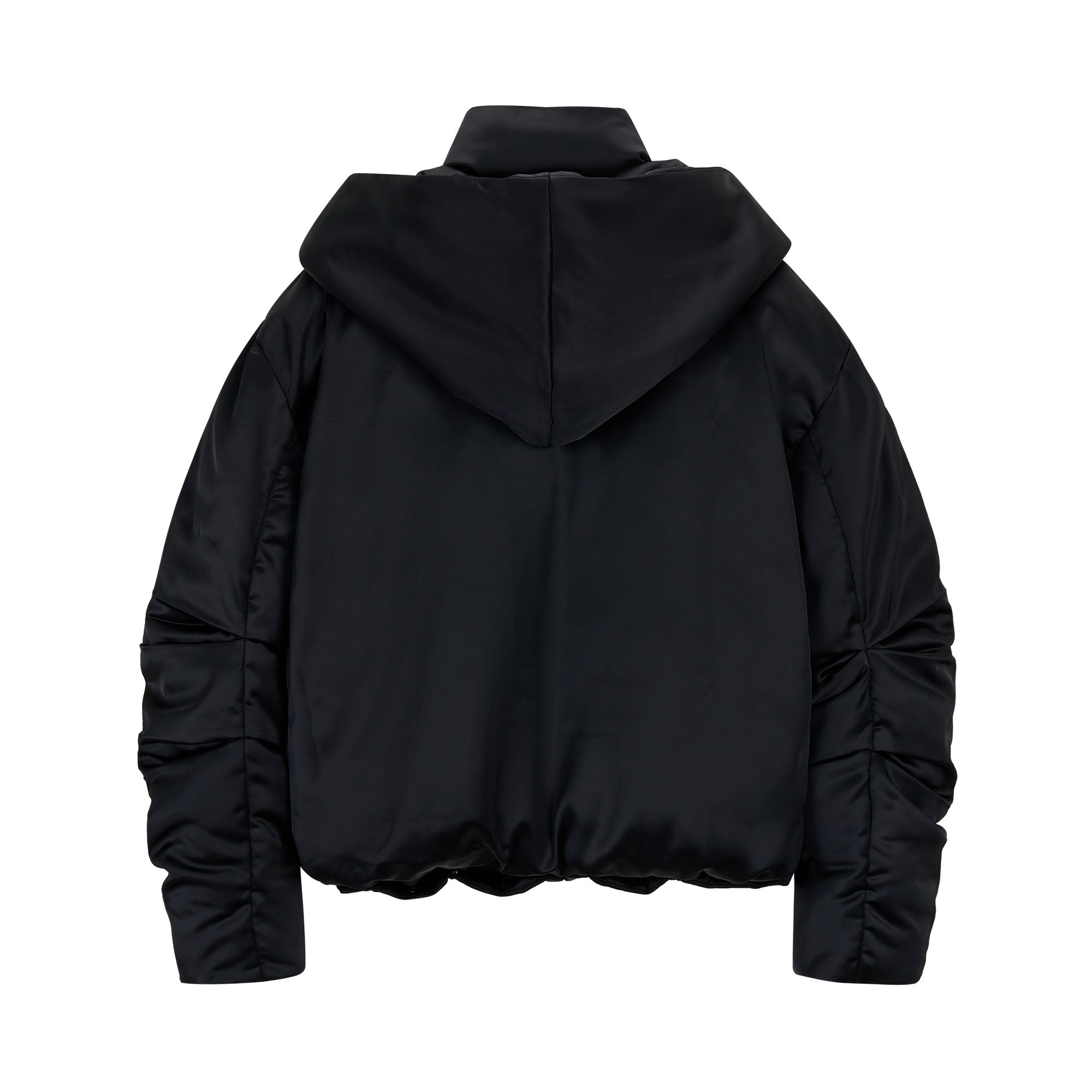 SAVAGEGROWTHWORLD Detachable Hood Satin Oversized Bomber Jacket