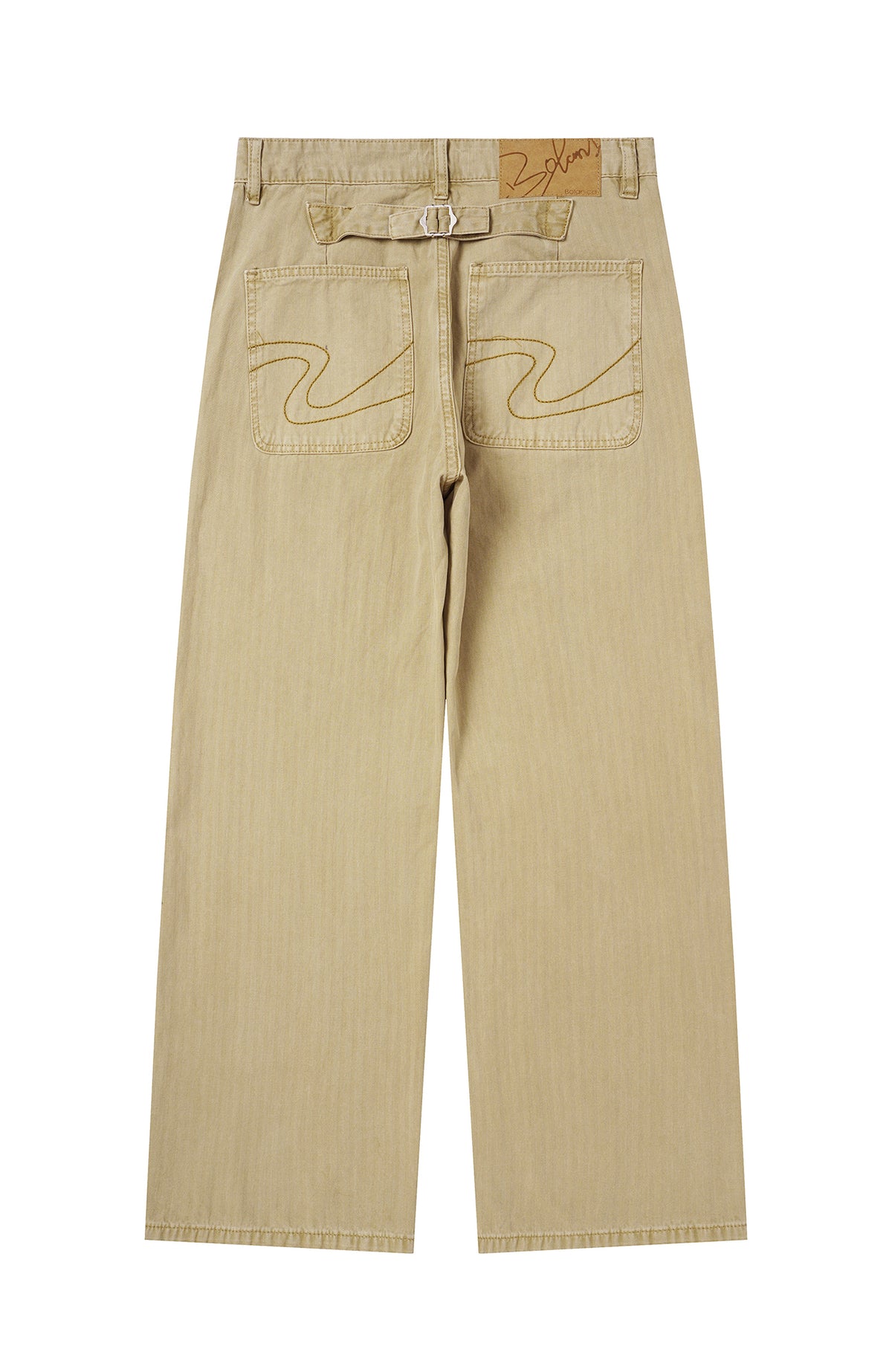 BOTANICA Retro Herringbone Slim Cotton Trousers
