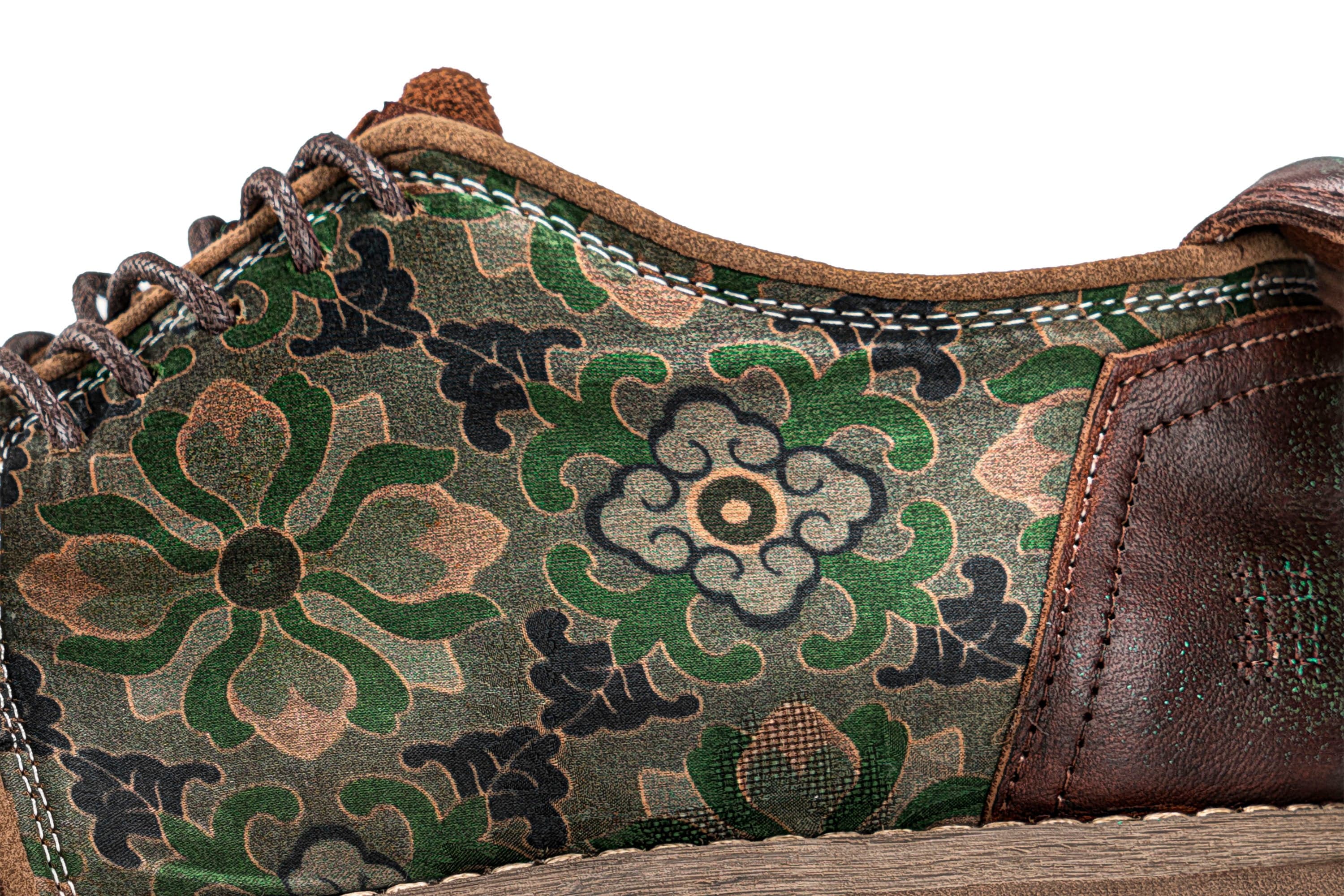 REWRITE Jacquard Floral Patina Leather Derby Shoes, premium urban and streetwear designers apparel on PROJECTISR.com, REWRITE