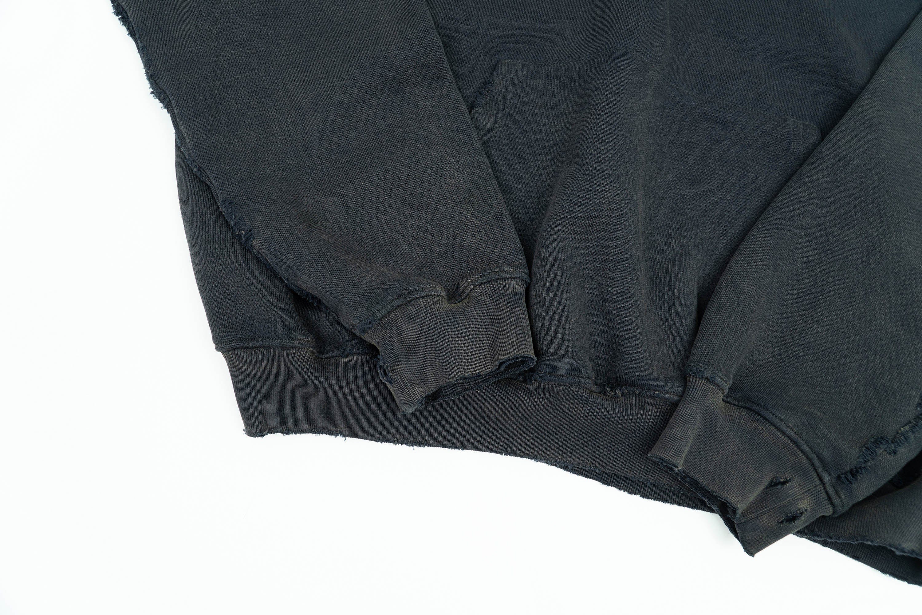 IN EXISTENCE Washed Frayed Graphic Hoodie, premium urban and streetwear designers apparel on PROJECTISR.com, IN EXISTENCE