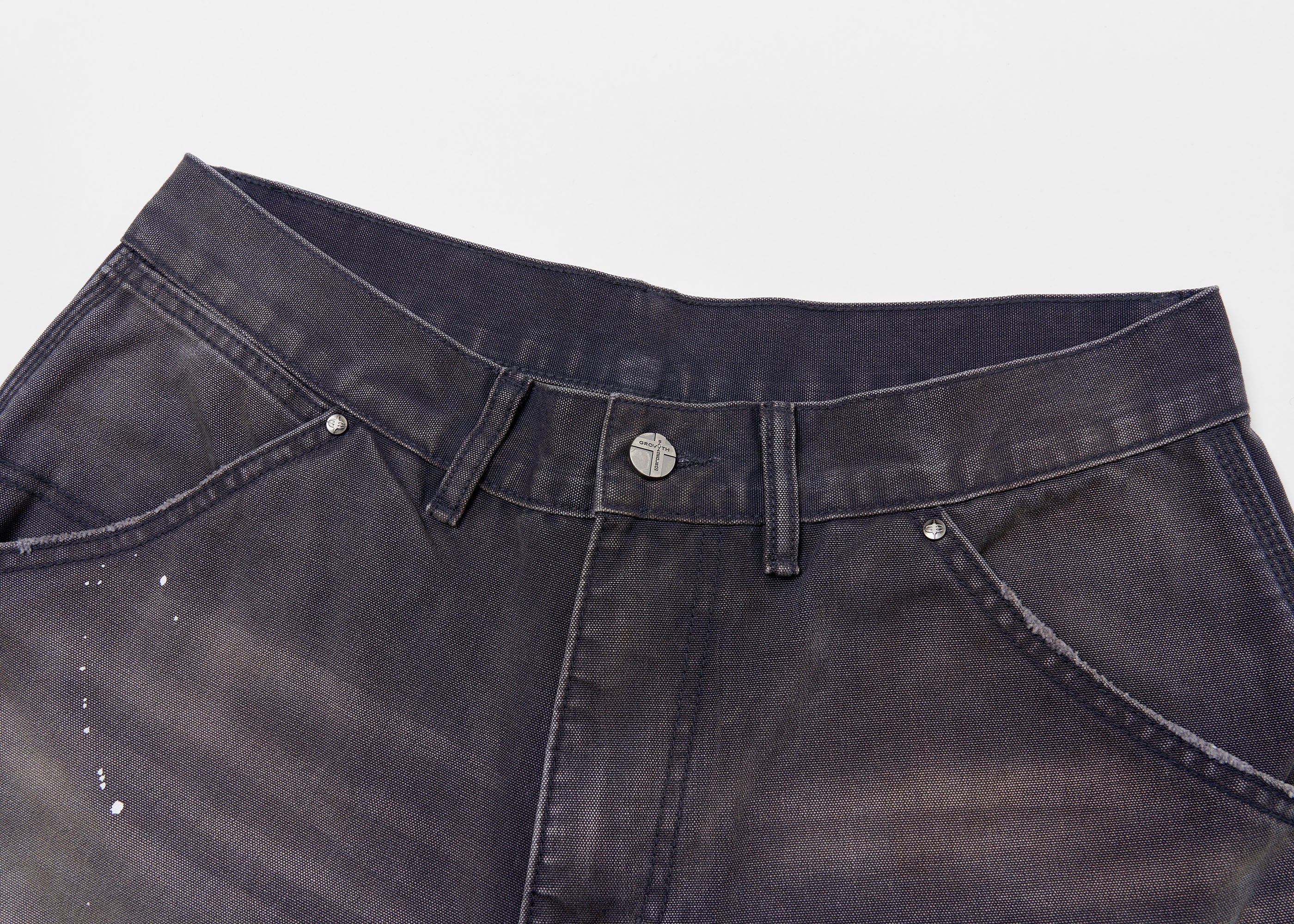 SAVAGEGROWTHWORLD Distressed Double-Knee Splatter Jeans, premium urban and streetwear designers apparel on PROJECTISR.com, SAVAGEGROWTHWORLD