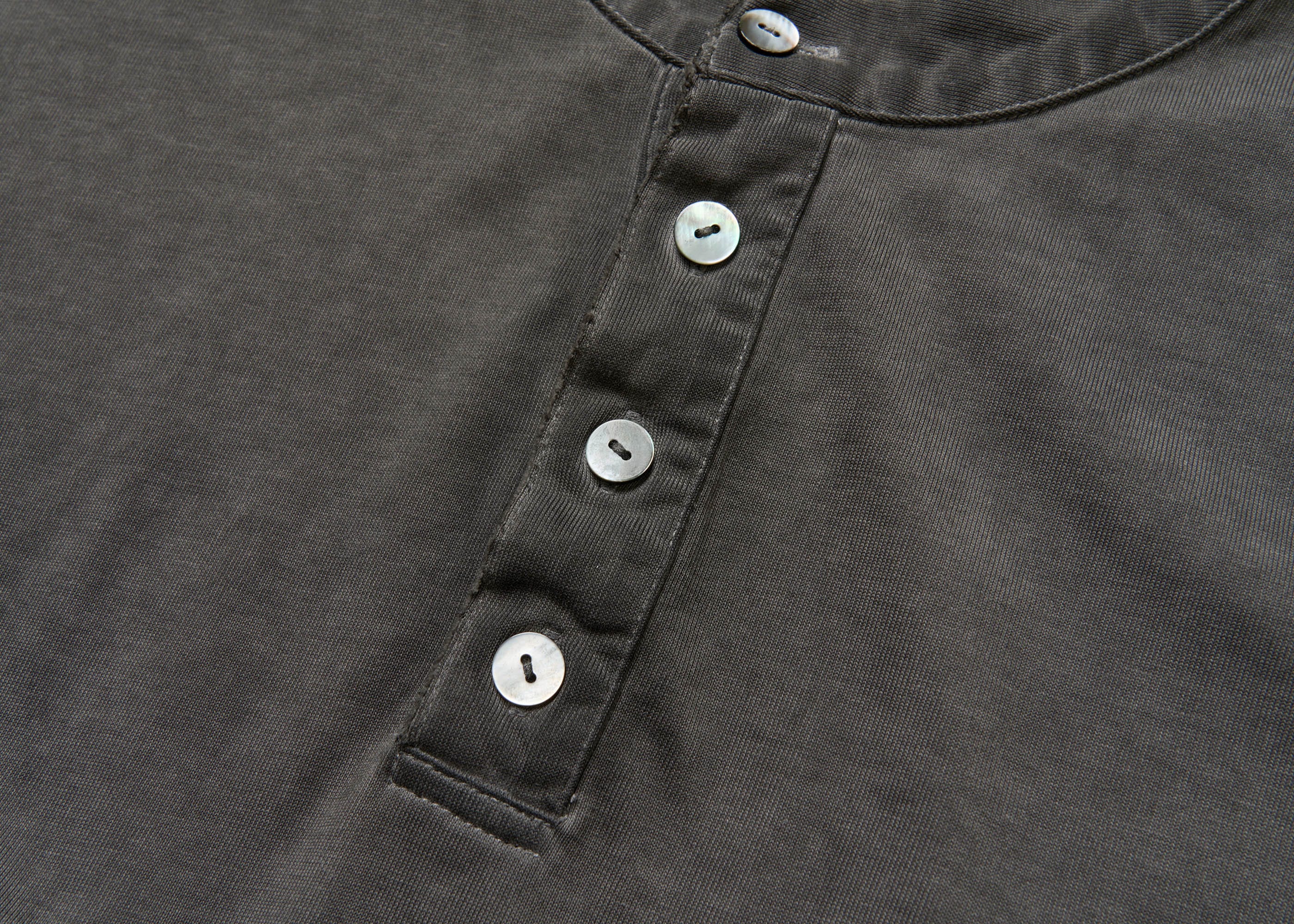 SAVAGEGROWTHWORLD Distressed Cross-Stitched Henley Shirt, premium urban and streetwear designers apparel on PROJECTISR.com, SAVAGEGROWTHWORLD