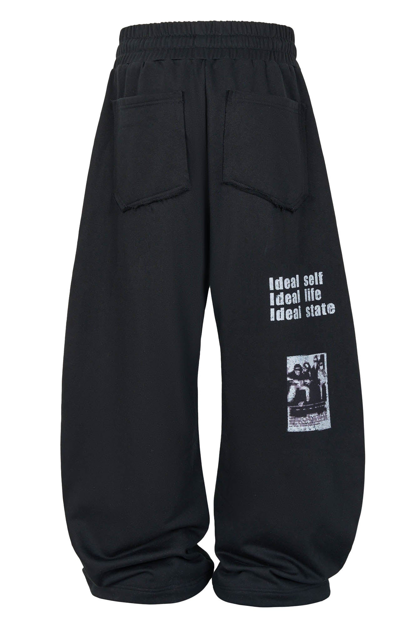 SAVAGEGROWTHWORLD Slogan Curved Drawstring Sweatpants, premium urban and streetwear designers apparel on PROJECTISR.com, SAVAGEGROWTHWORLD