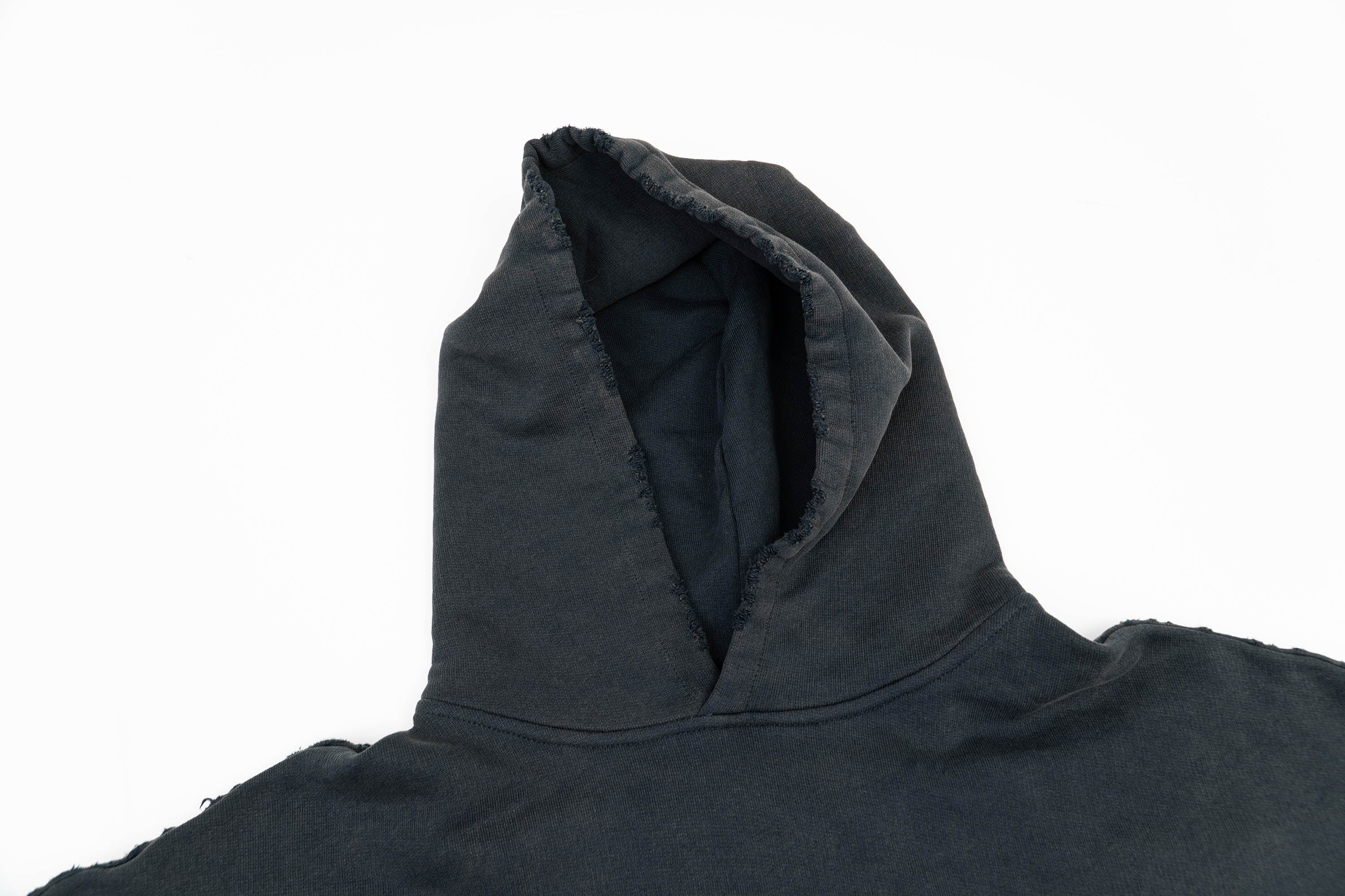 IN EXISTENCE Washed Frayed Graphic Hoodie, premium urban and streetwear designers apparel on PROJECTISR.com, IN EXISTENCE