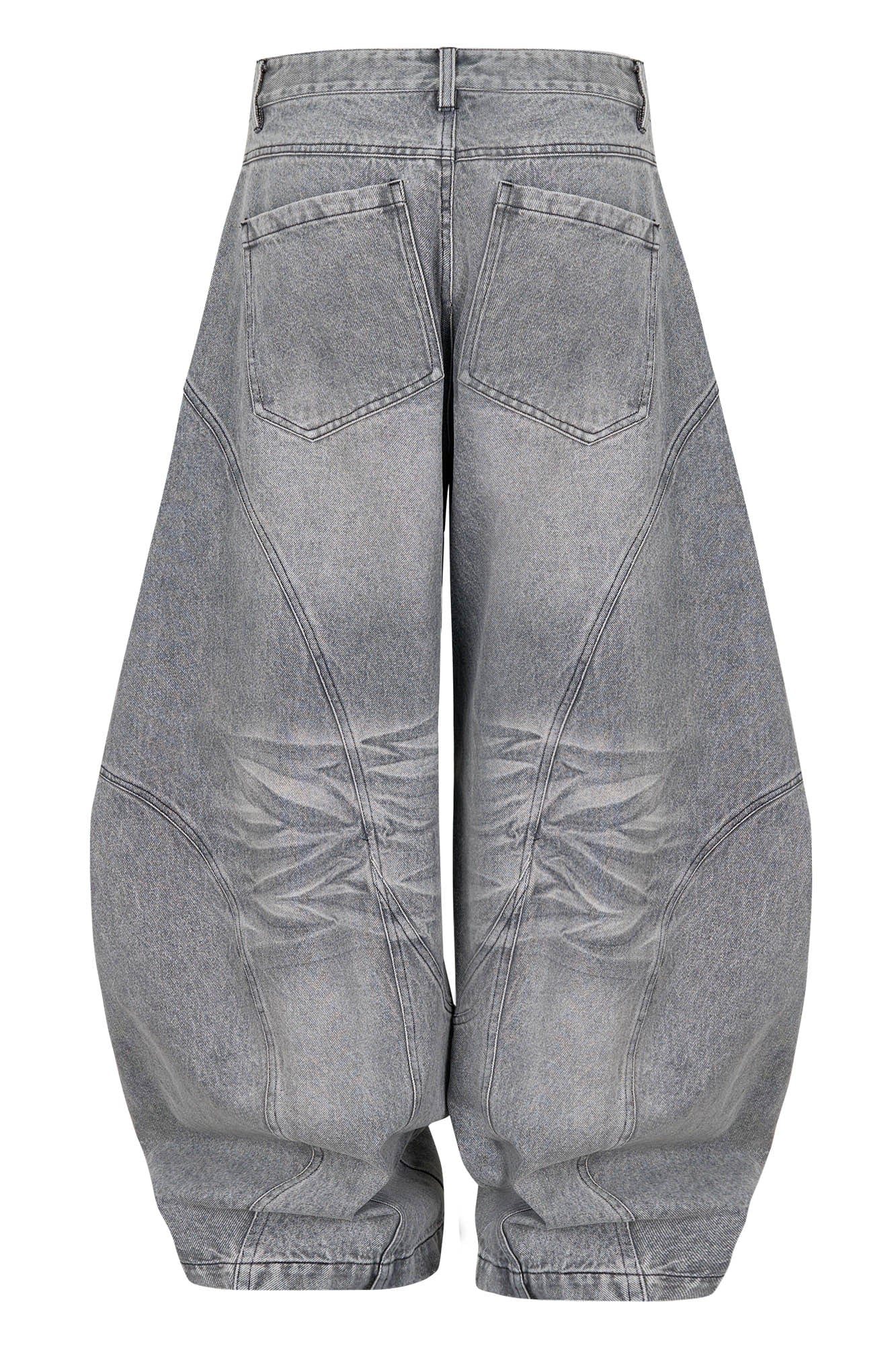 SAVAGEGROWTHWORLD Arc-Paneled Washed Oversized Balloon Jeans, premium urban and streetwear designers apparel on PROJECTISR.com, SAVAGEGROWTHWORLD
