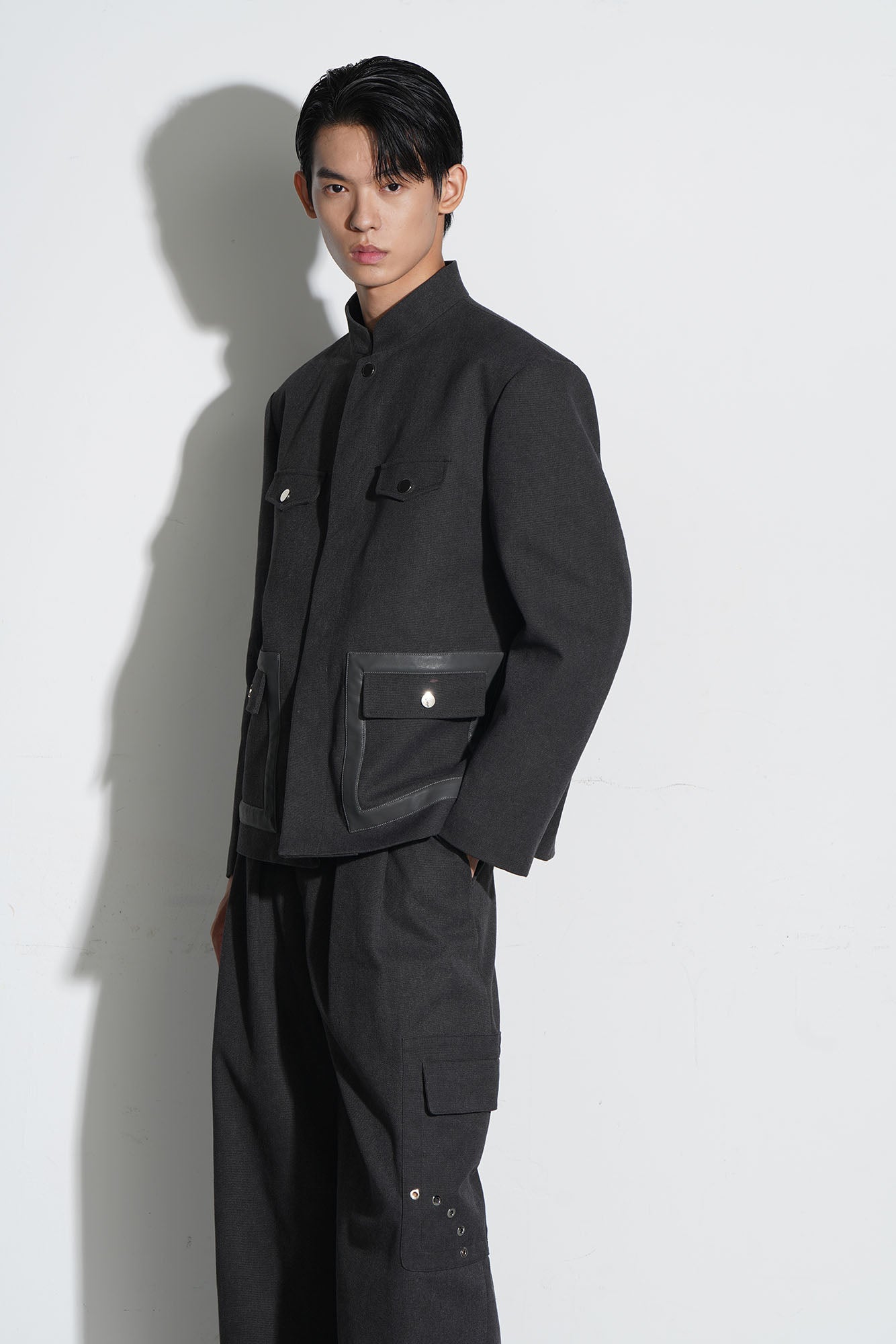 ORAL UTOPIA Flap Pocket Mandarin Collar Jacket, premium urban and streetwear designers apparel on PROJECTISR.com, ORAL UTOPIA