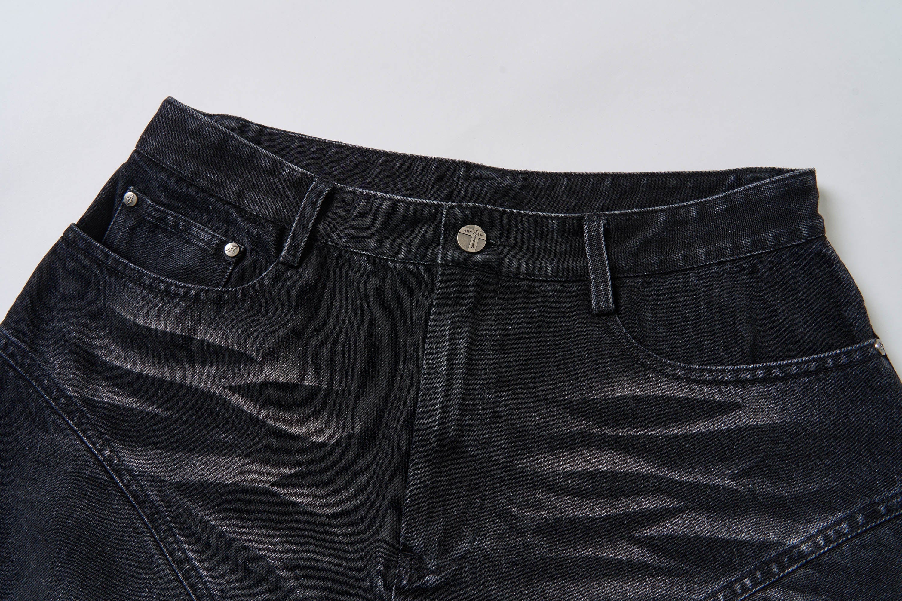 SAVAGEGROWTHWORLD Arc-Paneled Washed Oversized Balloon Jeans, premium urban and streetwear designers apparel on PROJECTISR.com, SAVAGEGROWTHWORLD