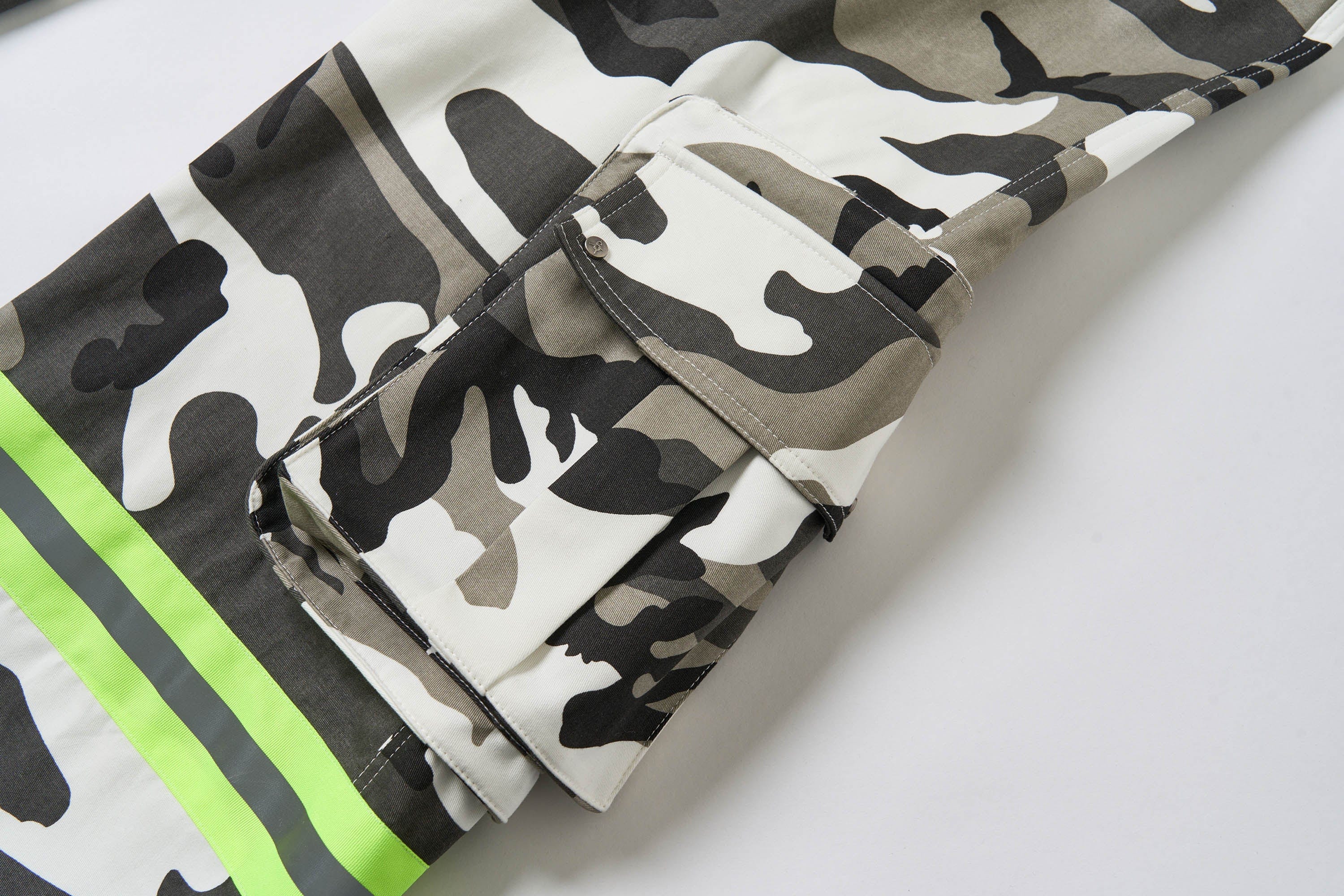 SAVAGEGROWTHWORLD Camo Reflective Multi-Pocket Cargo Pants, premium urban and streetwear designers apparel on PROJECTISR.com, SAVAGEGROWTHWORLD