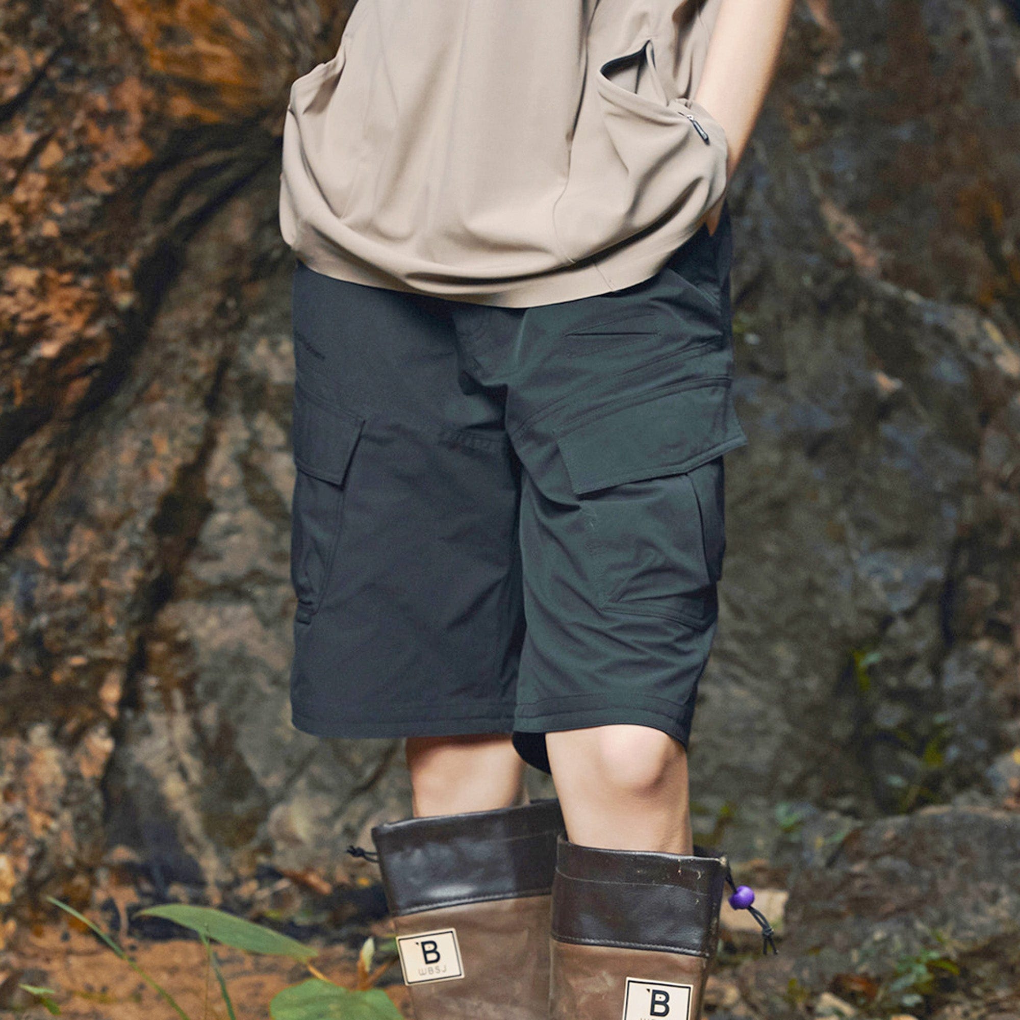ENSHADOWER Modern Large Pocket Logo Shorts, premium urban and streetwear designers apparel on PROJECTISR.com, ENSHADOWER