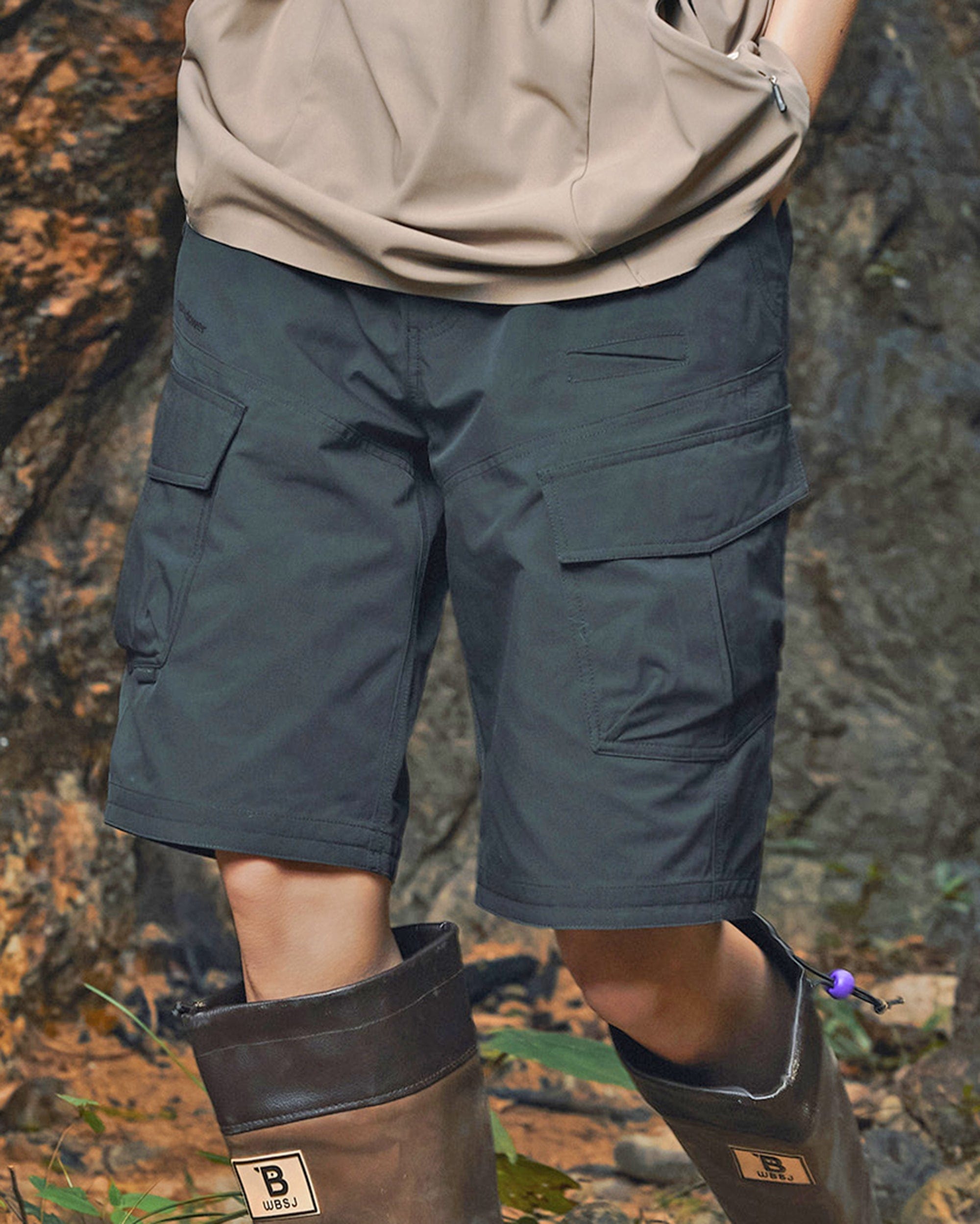 ENSHADOWER Modern Large Pocket Logo Shorts, premium urban and streetwear designers apparel on PROJECTISR.com, ENSHADOWER