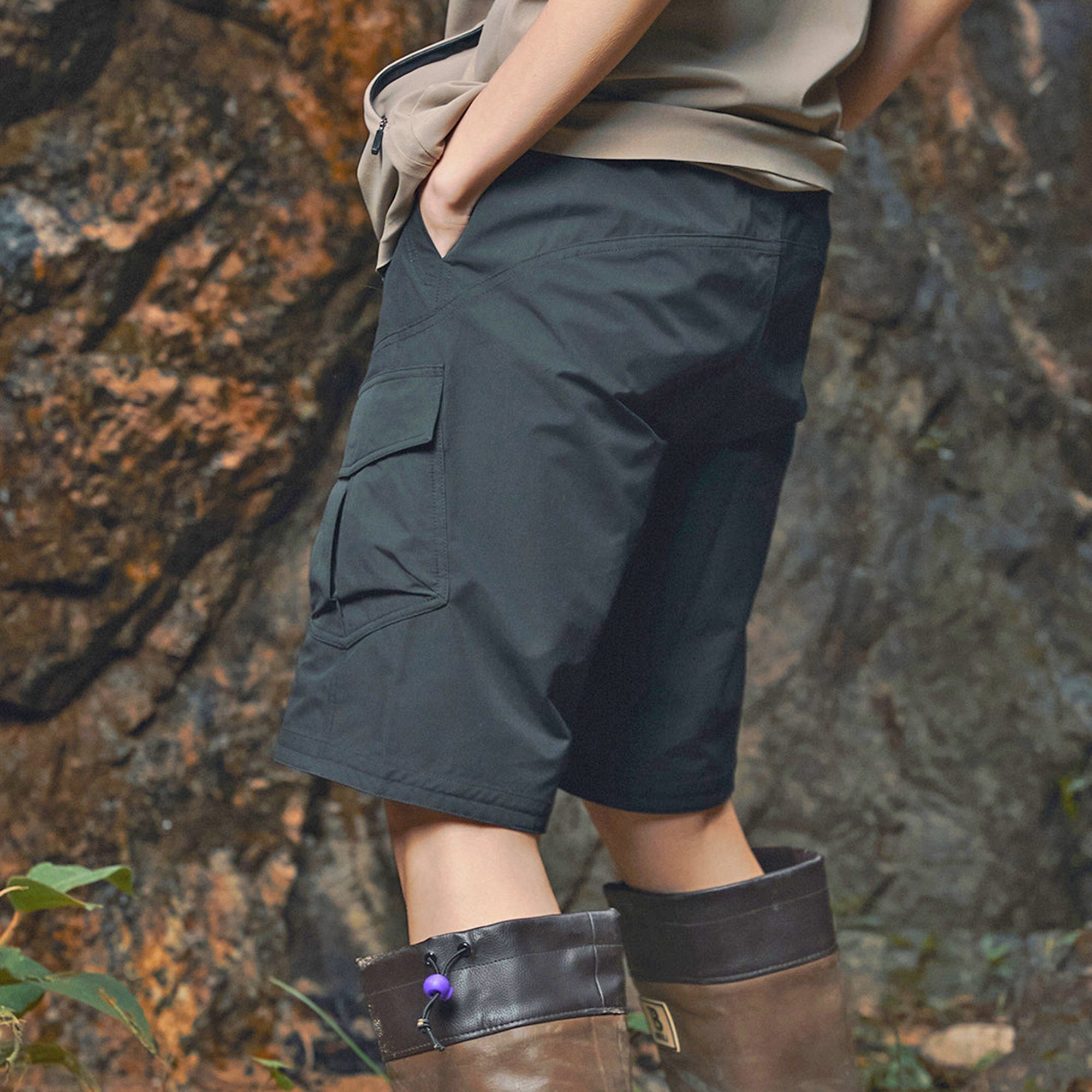 ENSHADOWER Modern Large Pocket Logo Shorts, premium urban and streetwear designers apparel on PROJECTISR.com, ENSHADOWER