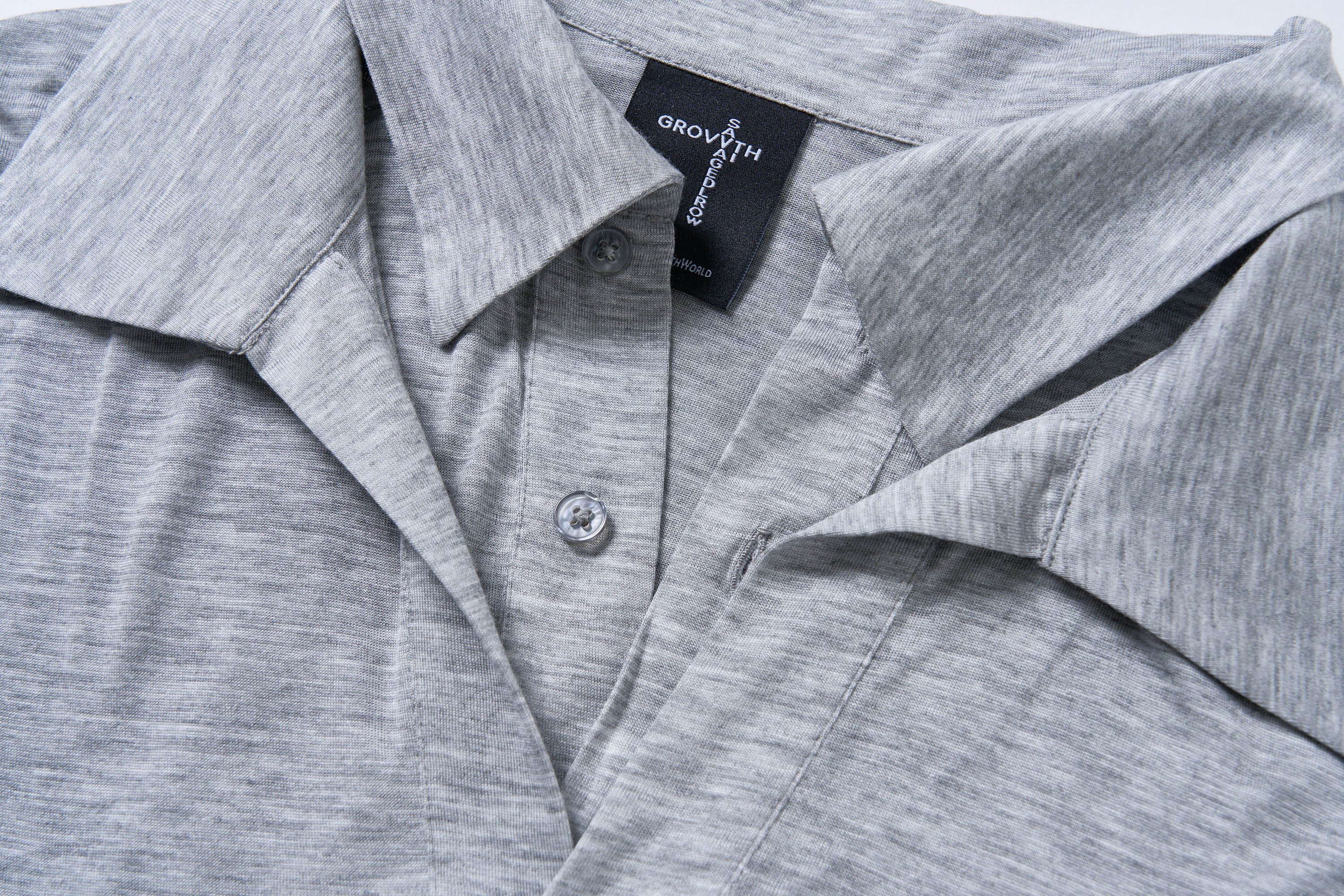 SAVAGEGROWTHWORLD Layered-Collar Slogan Polo Long-Sleeve T-Shirt
