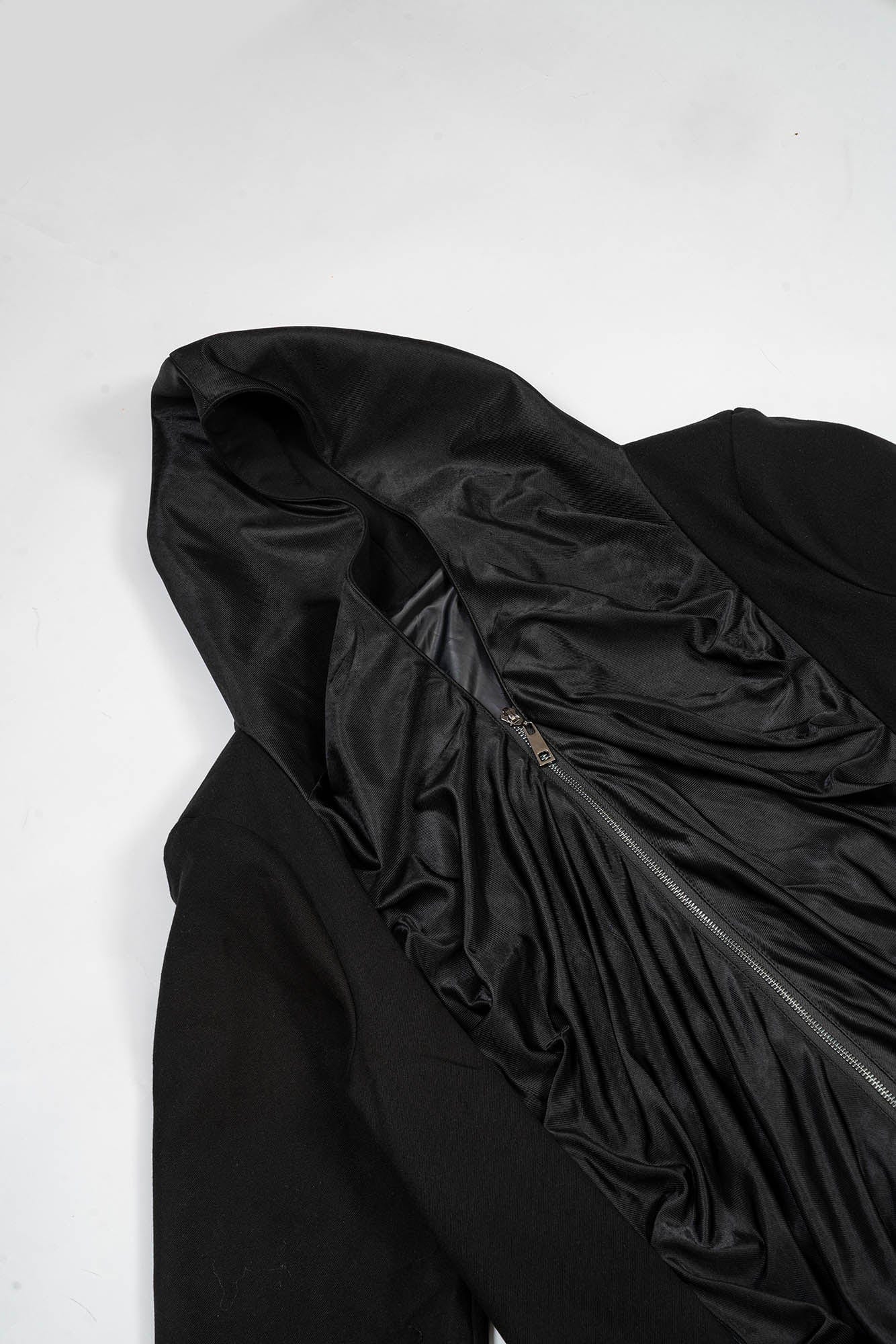KADAKADA Crinkled Hooded Longline Trench Coat, premium urban and streetwear designers apparel on PROJECTISR.com, KADAKADA