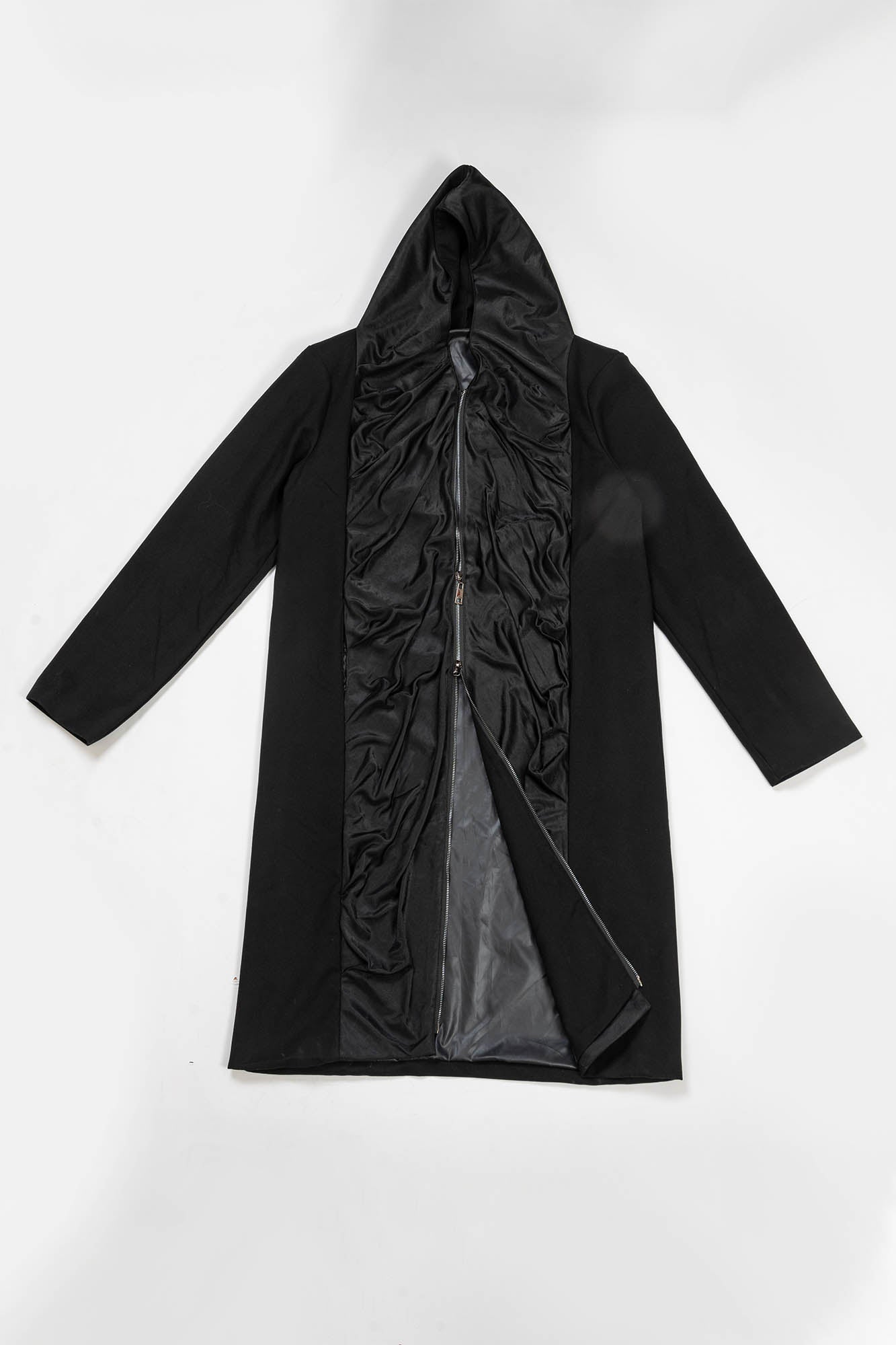 KADAKADA Crinkled Hooded Longline Trench Coat, premium urban and streetwear designers apparel on PROJECTISR.com, KADAKADA