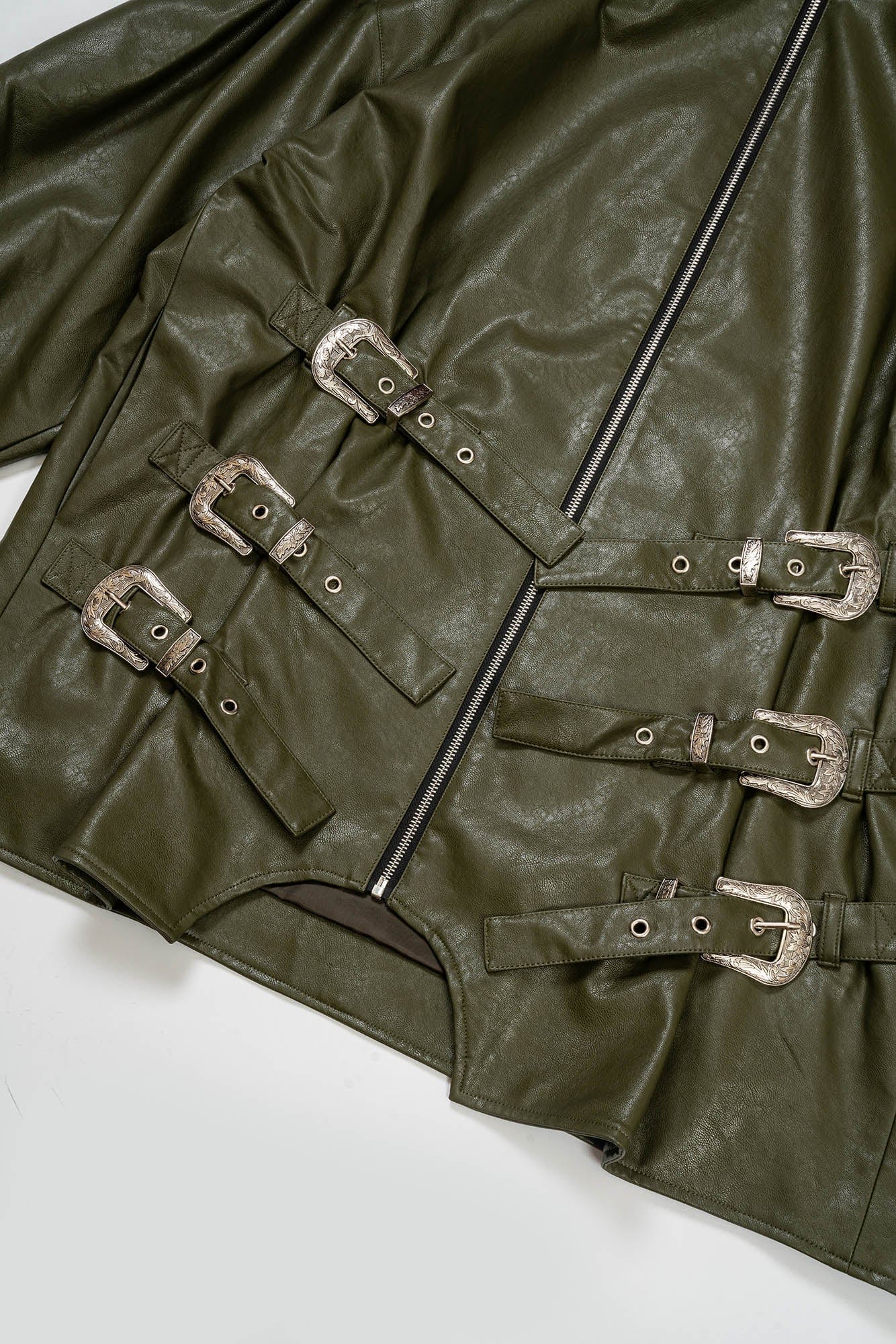 KADAKADA Multi-Buckle High-Neck Faux Leather Jacket, premium urban and streetwear designers apparel on PROJECTISR.com, KADAKADA