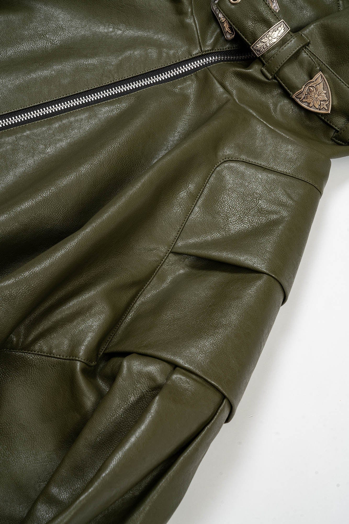 KADAKADA Multi-Buckle High-Neck Faux Leather Jacket, premium urban and streetwear designers apparel on PROJECTISR.com, KADAKADA
