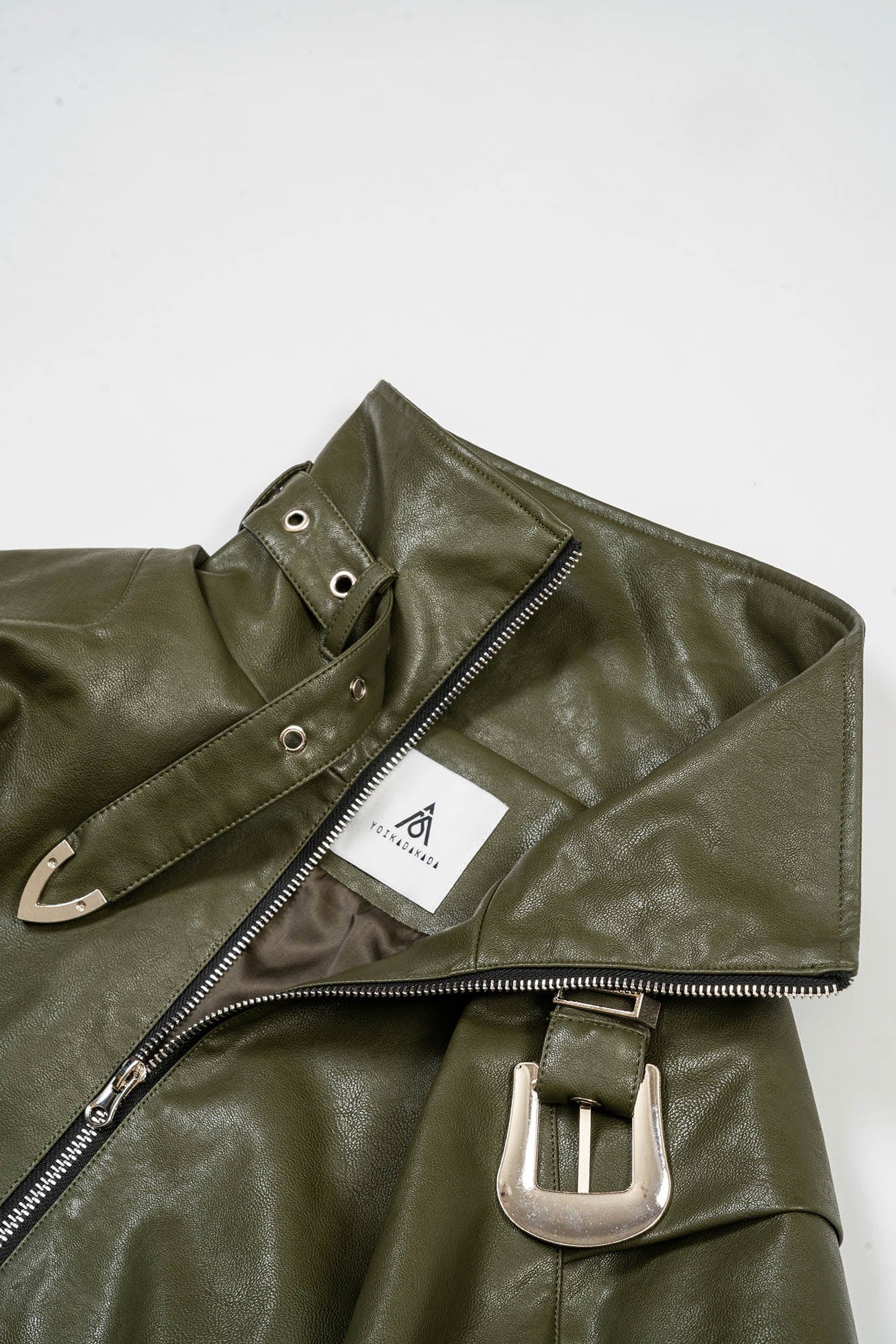 KADAKADA Multi-Buckle High-Neck Faux Leather Jacket, premium urban and streetwear designers apparel on PROJECTISR.com, KADAKADA