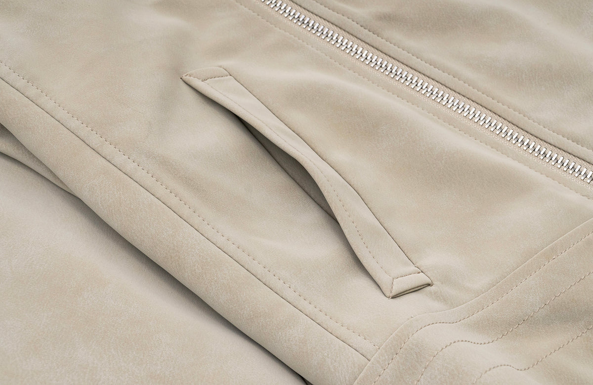 IN EXISTENCE Suede-Touch Double-Zip Biker Jacket