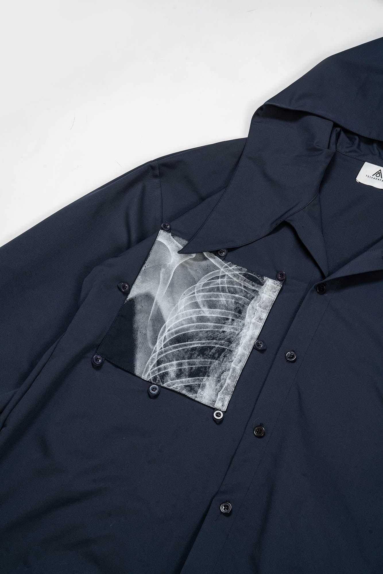 KADAKADA X-Ray Hooded Scarf Longline Shirt, premium urban and streetwear designers apparel on PROJECTISR.com, KADAKADA