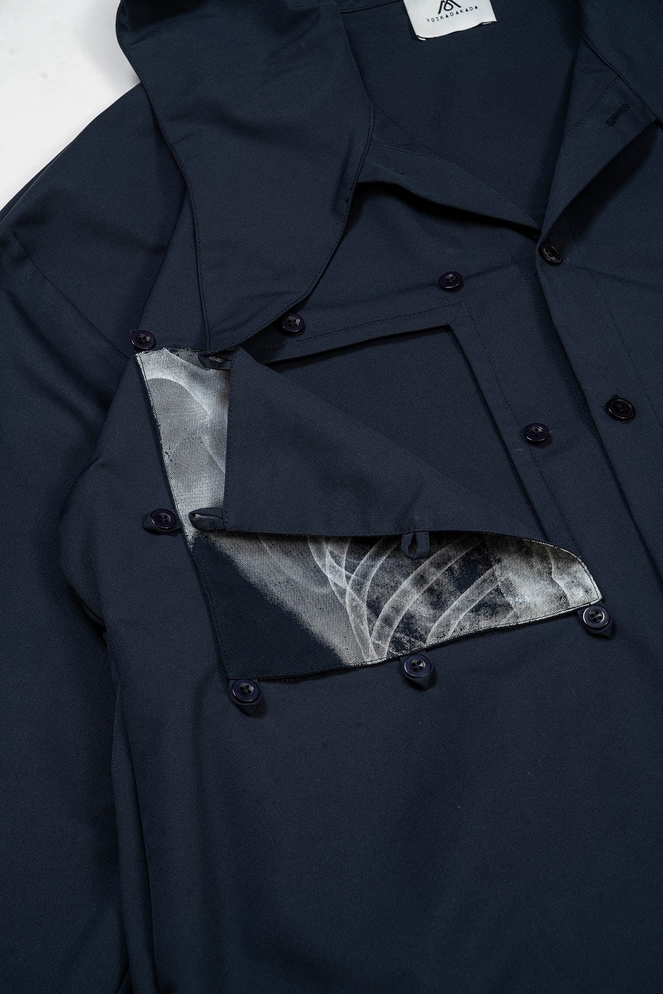 KADAKADA X-Ray Hooded Scarf Longline Shirt, premium urban and streetwear designers apparel on PROJECTISR.com, KADAKADA