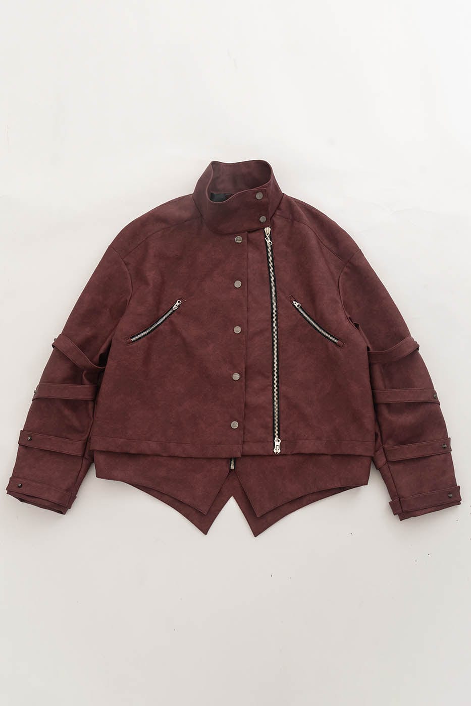 KADAKADA Swallowtail Rivet Zipper Faux Leather Jacket, premium urban and streetwear designers apparel on PROJECTISR.com, KADAKADA