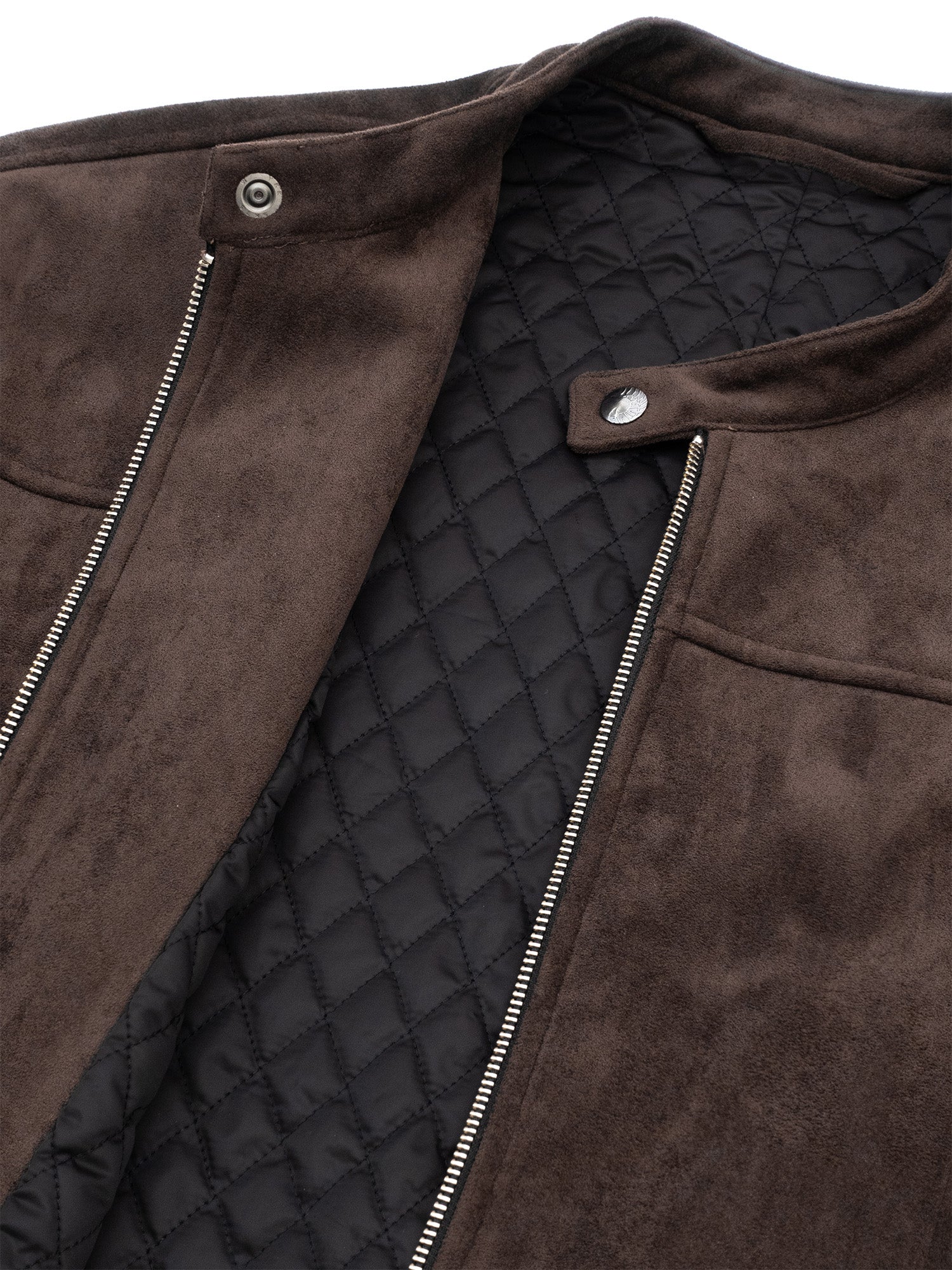 IN EXISTENCE Paneled Faux Suede Rivet Biker Jacket