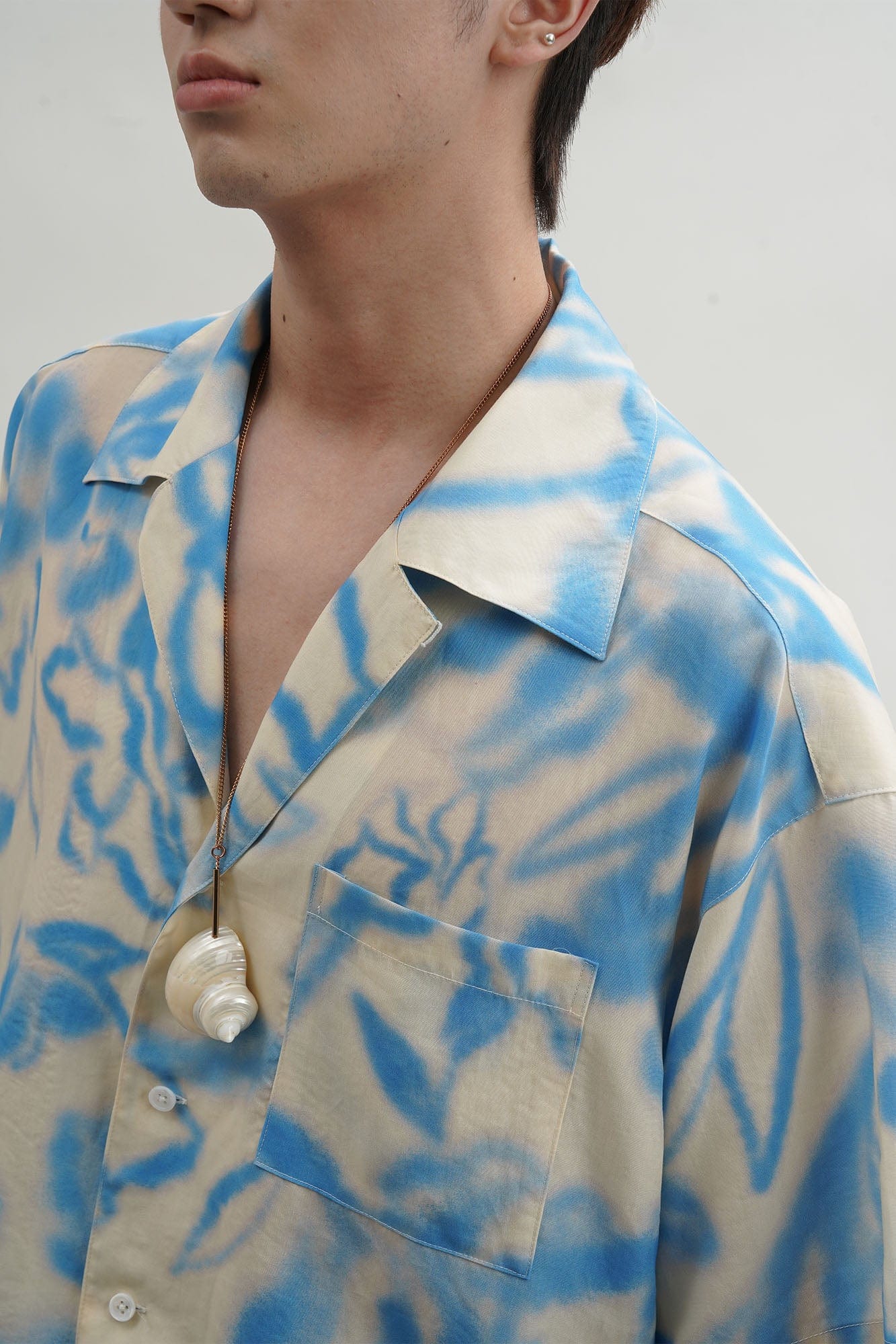 ORAL UTOPIA Airbrushed Floral Tencel Cuban Half Shirt, premium urban and streetwear designers apparel on PROJECTISR.com, ORAL UTOPIA