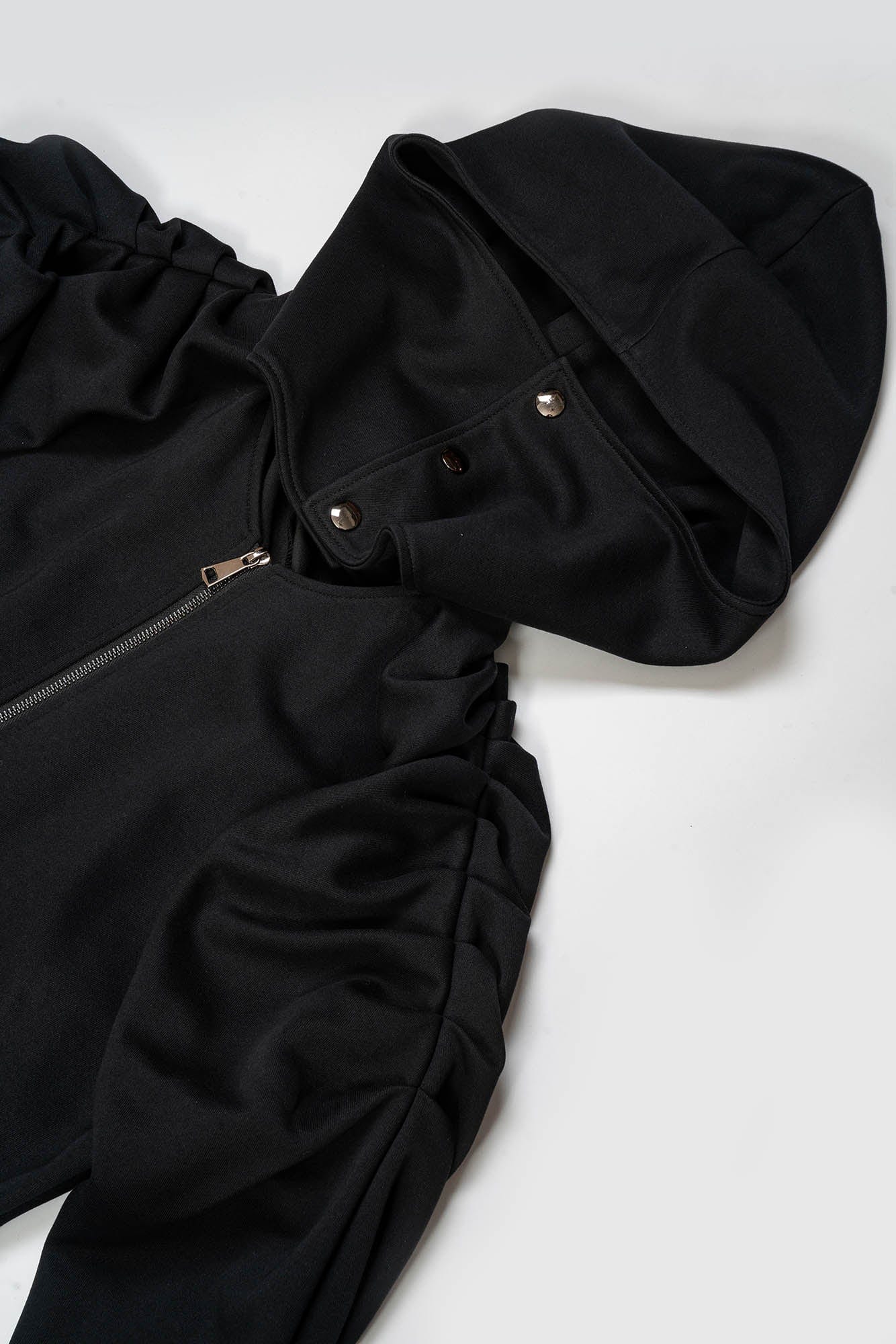 KADAKADA Hooded Pleated Shoulder Cloak, premium urban and streetwear designers apparel on PROJECTISR.com, KADAKADA