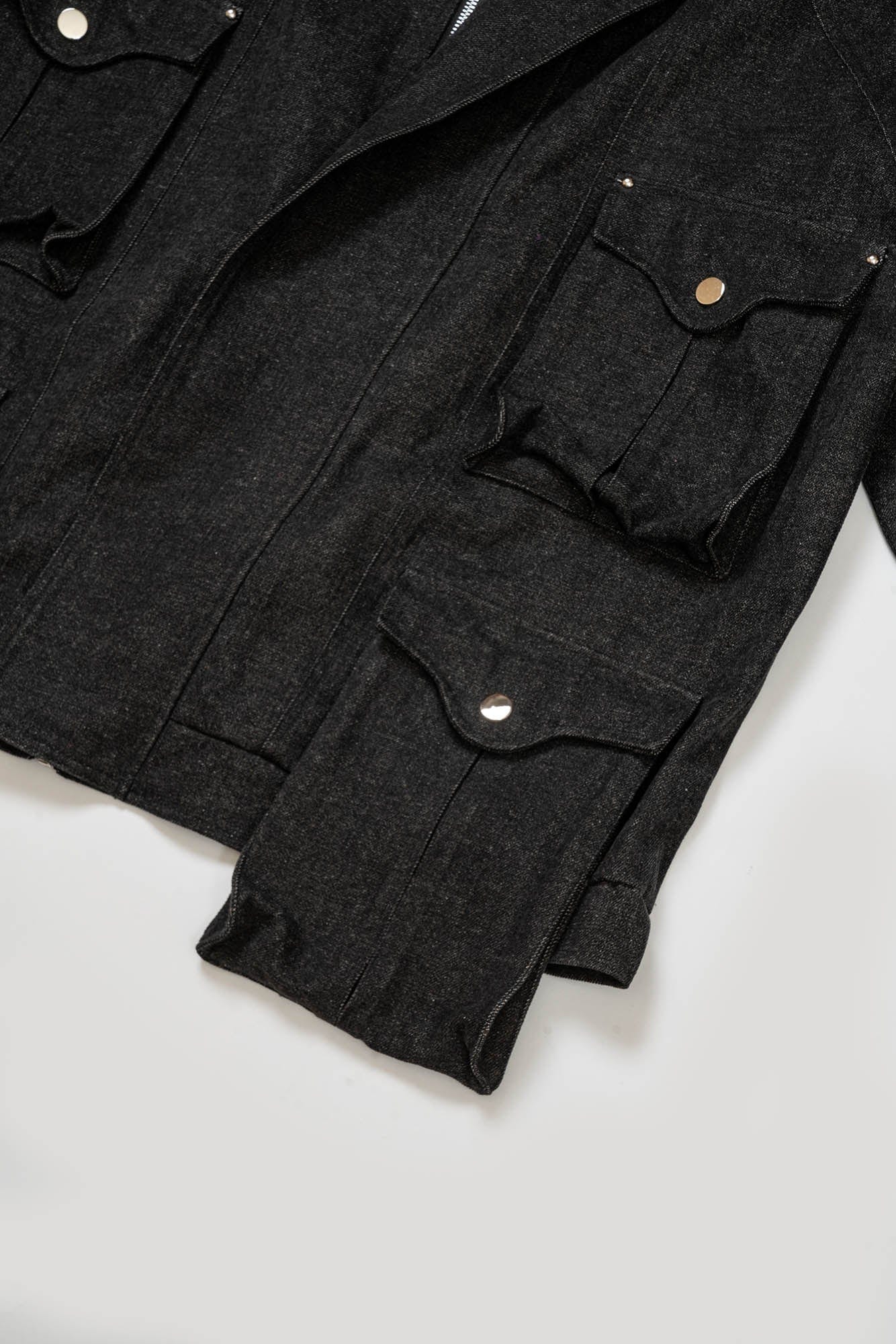 KADAKADA Spiked Multi-Pocket Denim Jacket, premium urban and streetwear designers apparel on PROJECTISR.com, KADAKADA