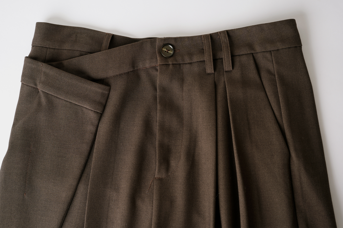 ORGANIC EMOTION Deconstructed Asymmetrical Pleated Trousers