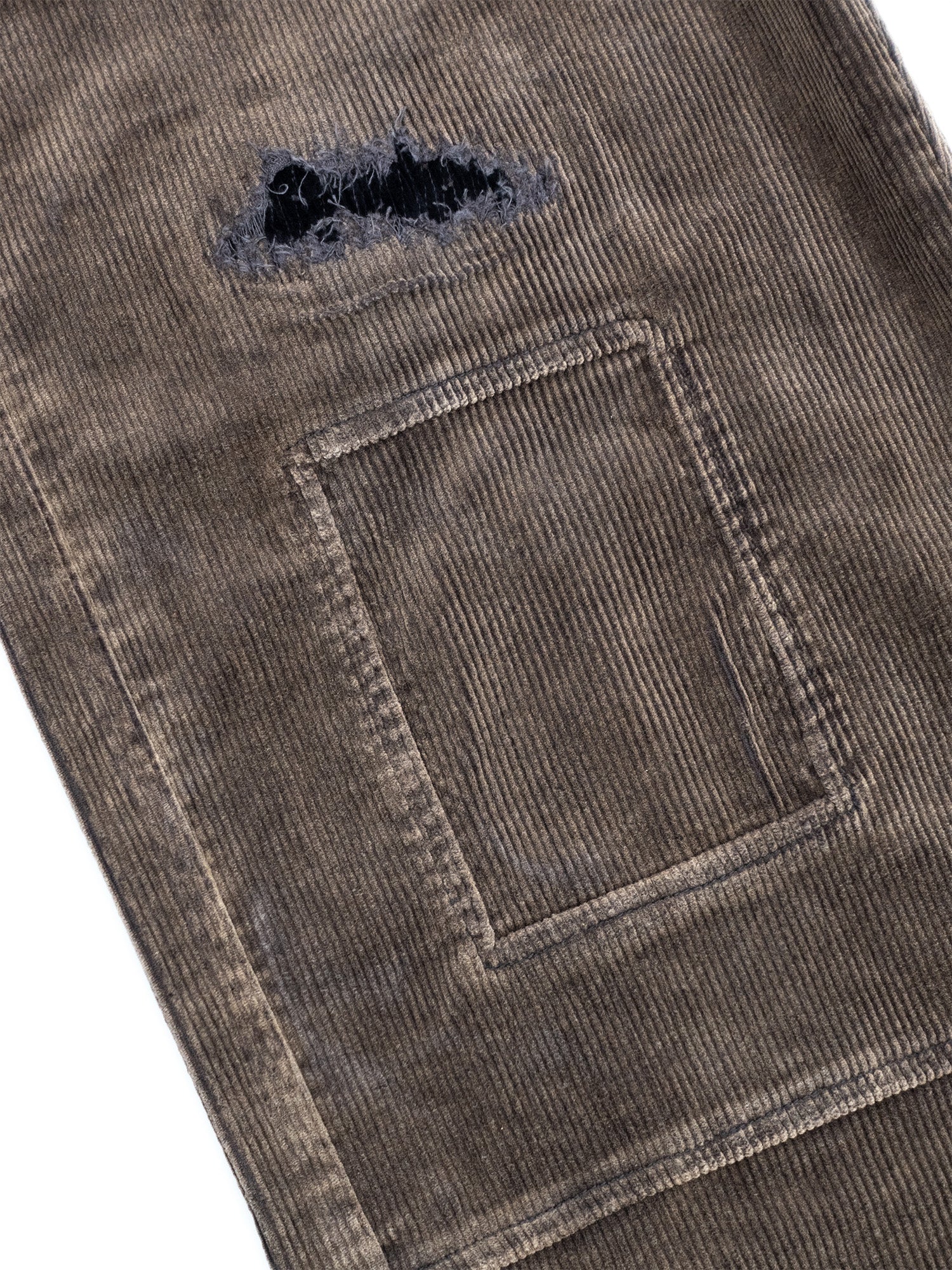 IN EXISTENCE Distressed Corduroy Patched Embroidered Pants