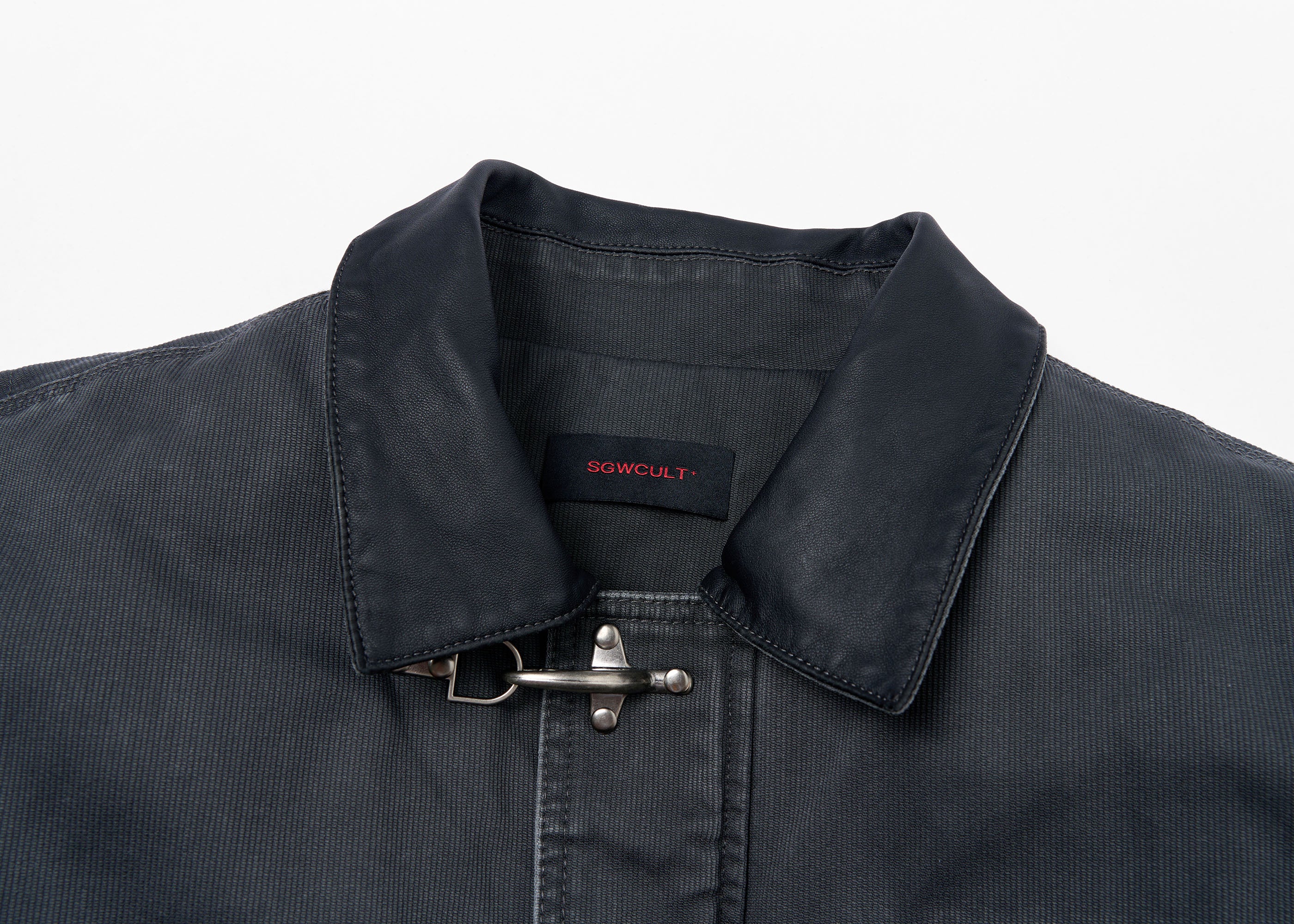 SAVAGEGROWTHWORLD Leather Collar Utility Puffer Jacket