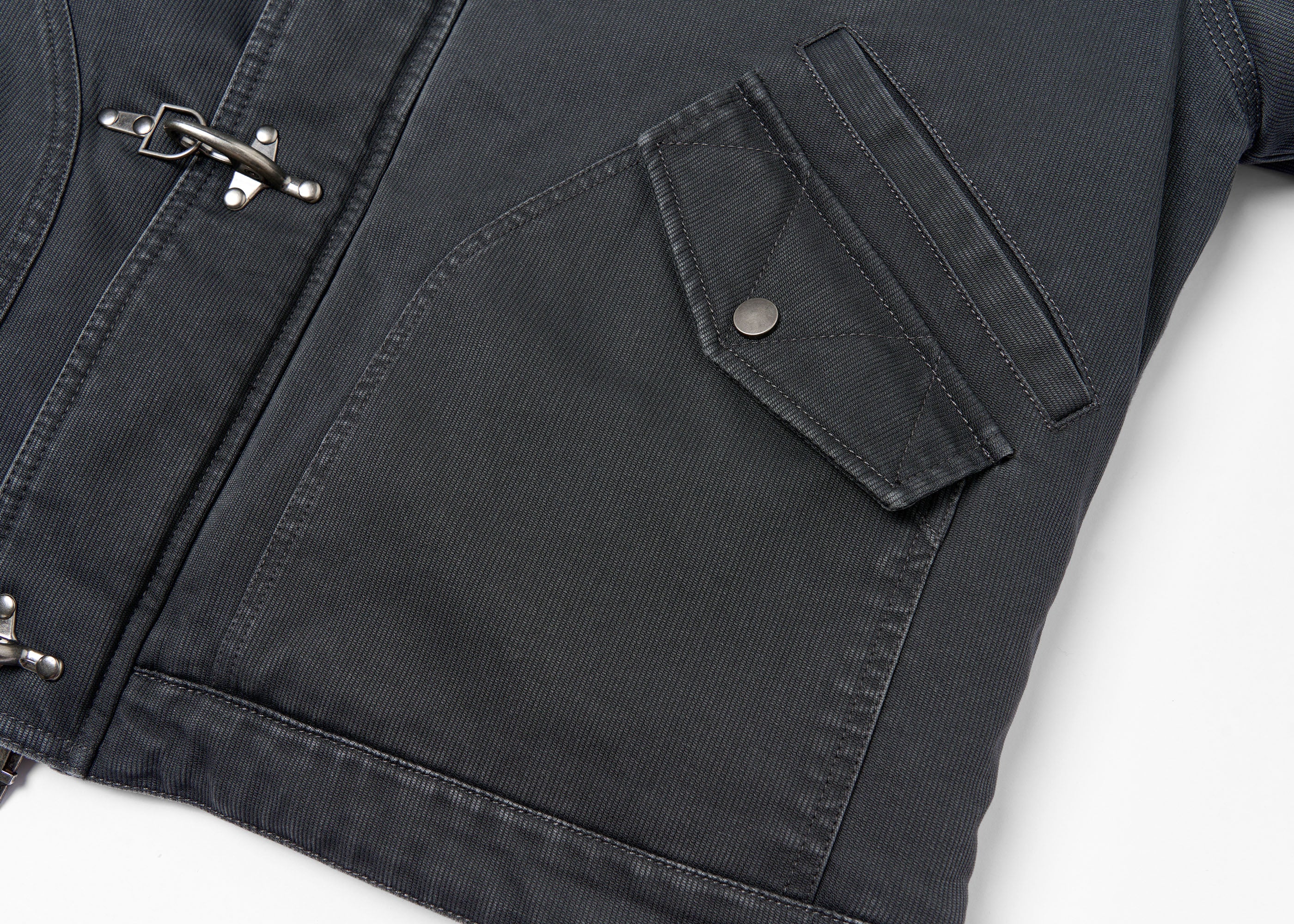 SAVAGEGROWTHWORLD Leather Collar Utility Puffer Jacket
