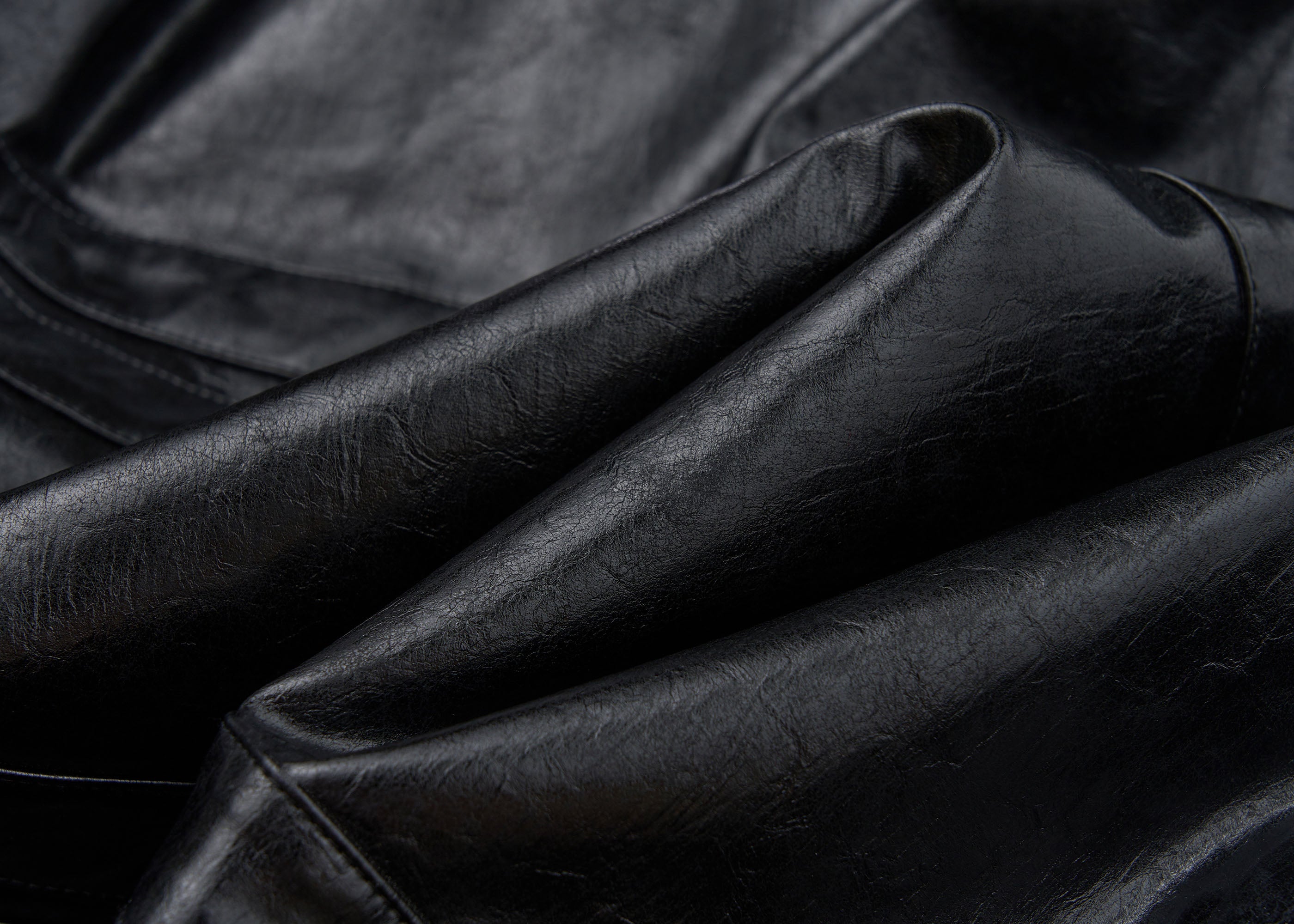 SAVAGEGROWTHWORLD Hook Buckle Faux Leather Puffer Jacket