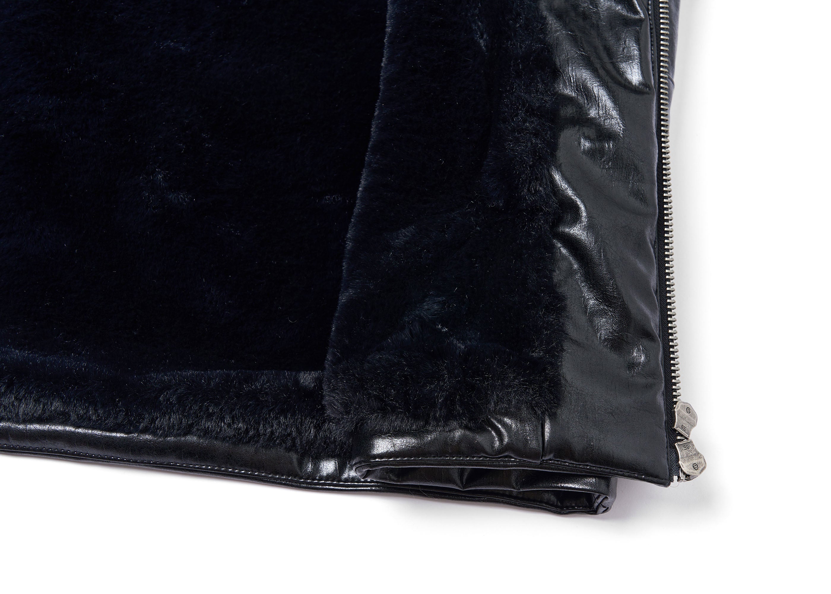 SAVAGEGROWTHWORLD Hook Buckle Faux Leather Puffer Jacket