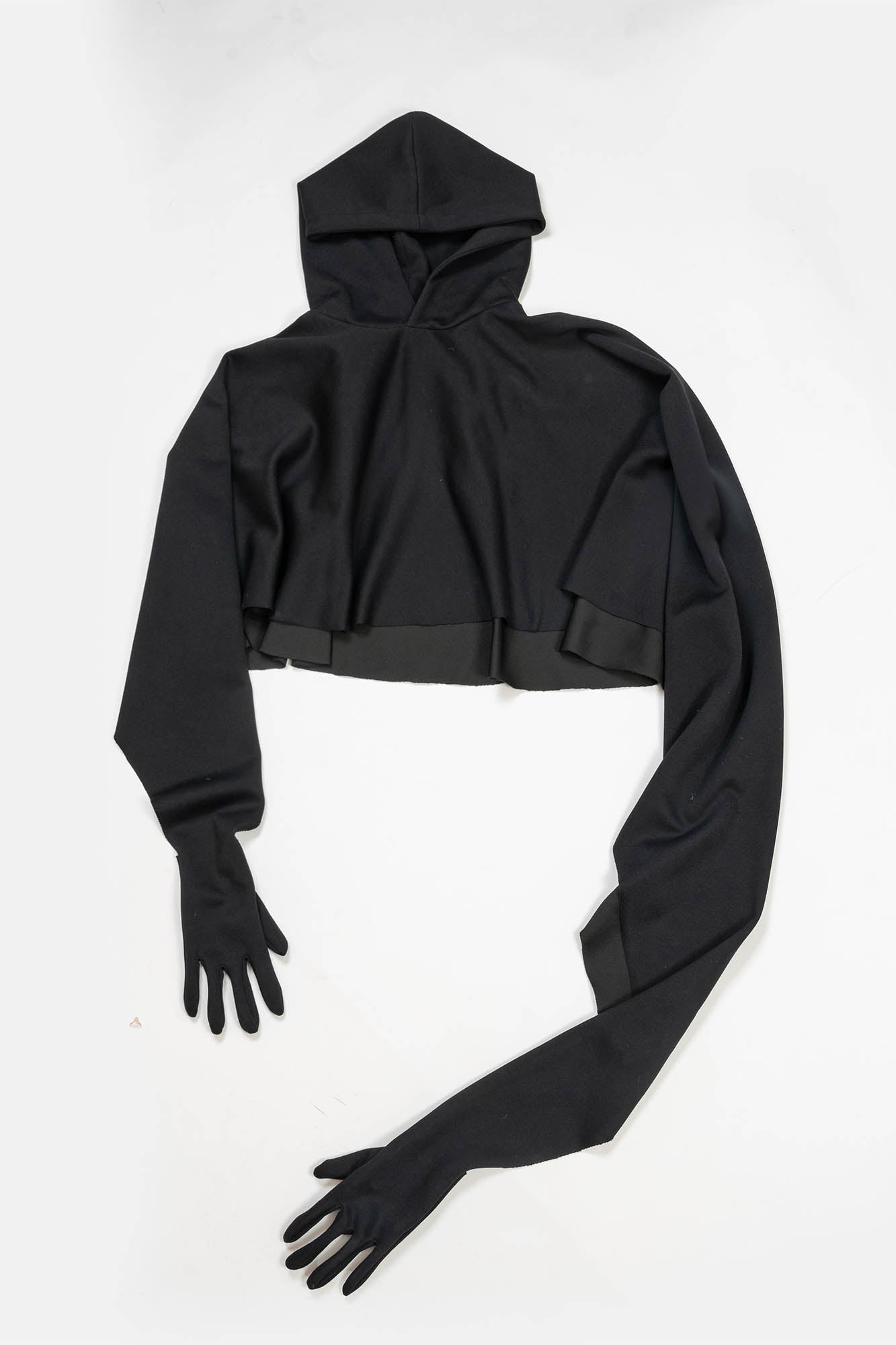 KADAKADA Hooded Glove-Sleeve Cropped Cape, premium urban and streetwear designers apparel on PROJECTISR.com, KADAKADA